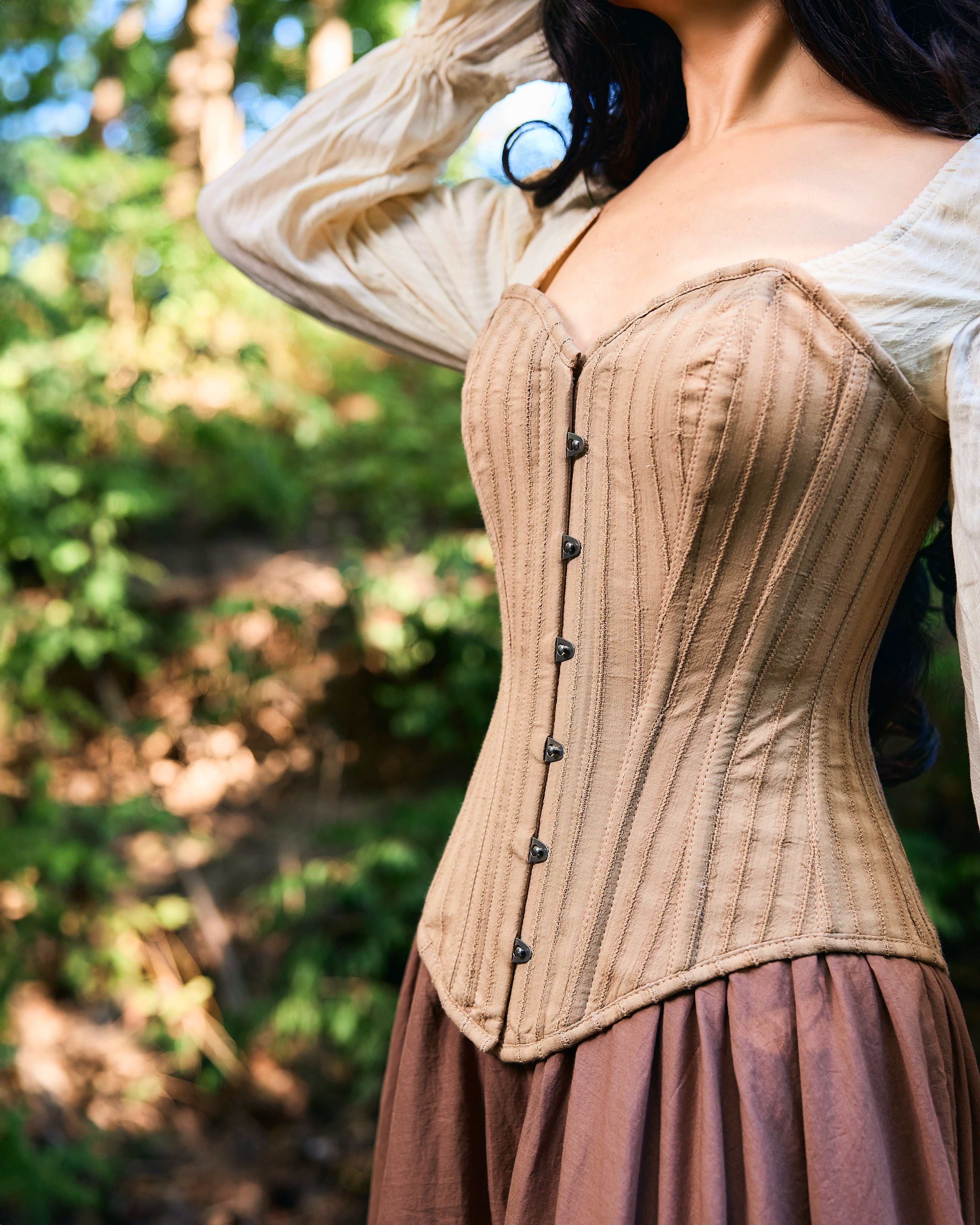 Women’s Renaissance Fair Stays Corset Costume in Brown - Ren Faire - Medieval Fantasy Cosplay - 2 Piece Skirt & Corset - The Diana -