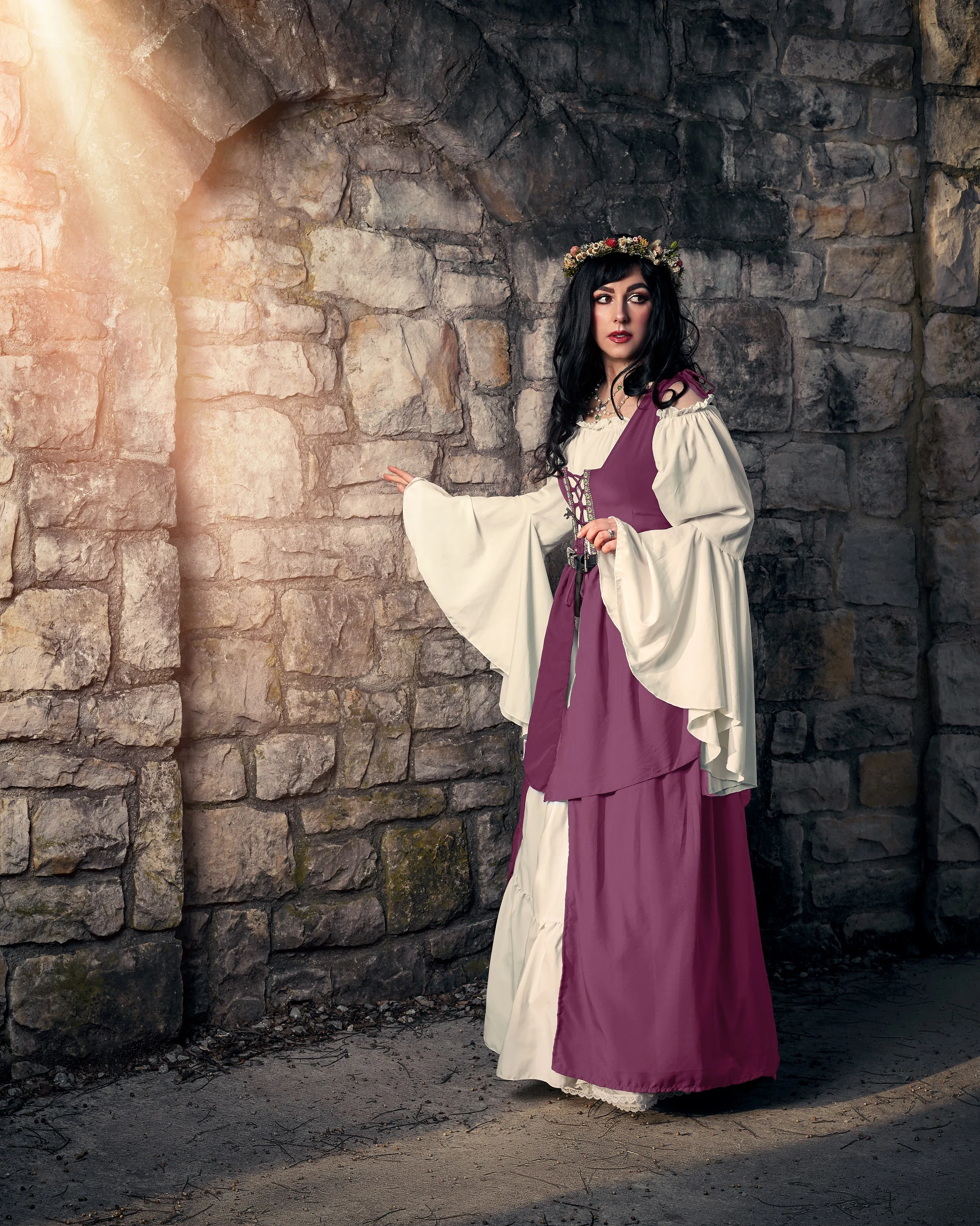 Mythic Layered Medieval Renaissance Faire Costume Set Indigo / XXS-XS