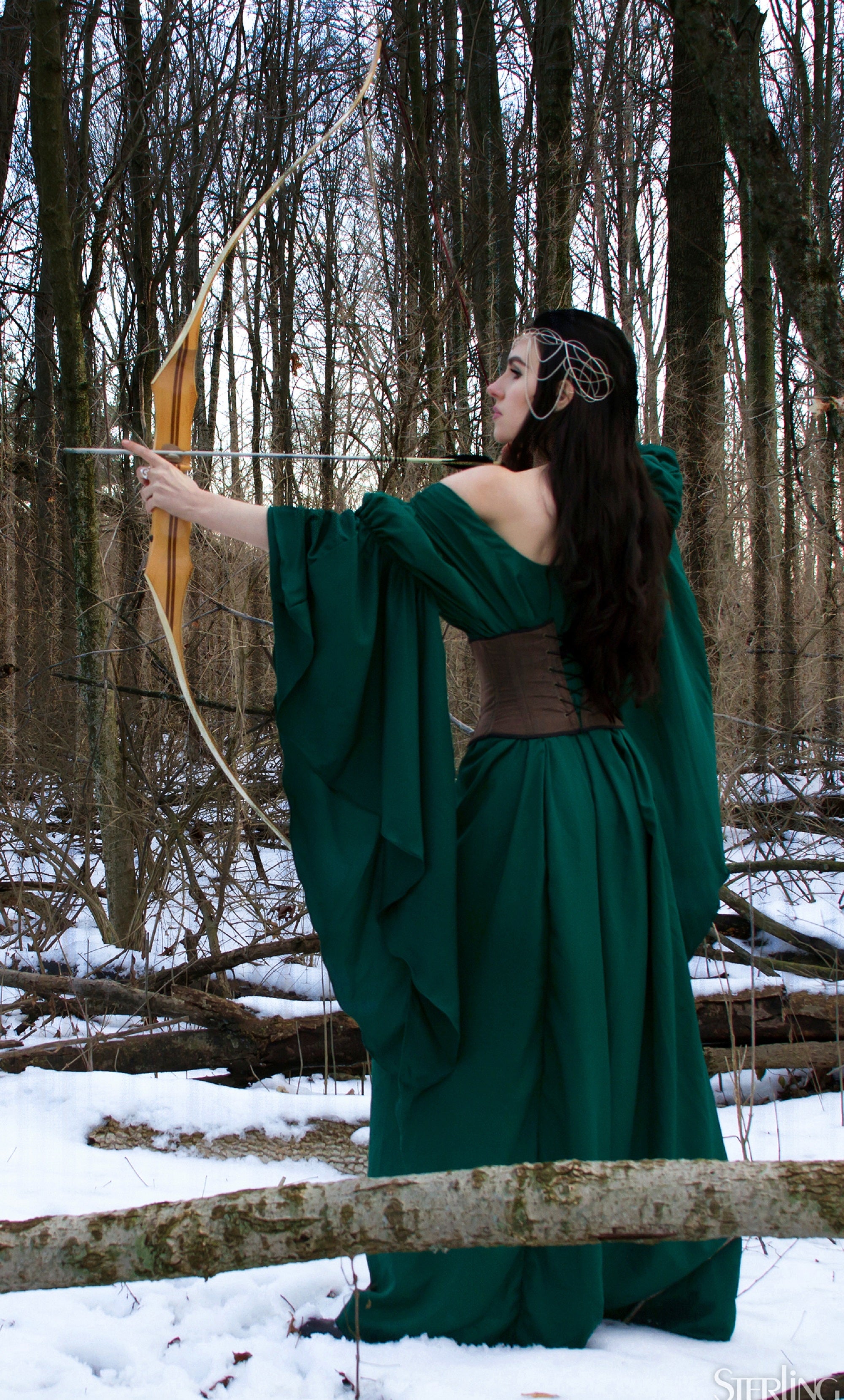 Renaissance women Costume Medieval Fantasy Cosplay Gown Dress "The Archeress" Reminisce Brand
