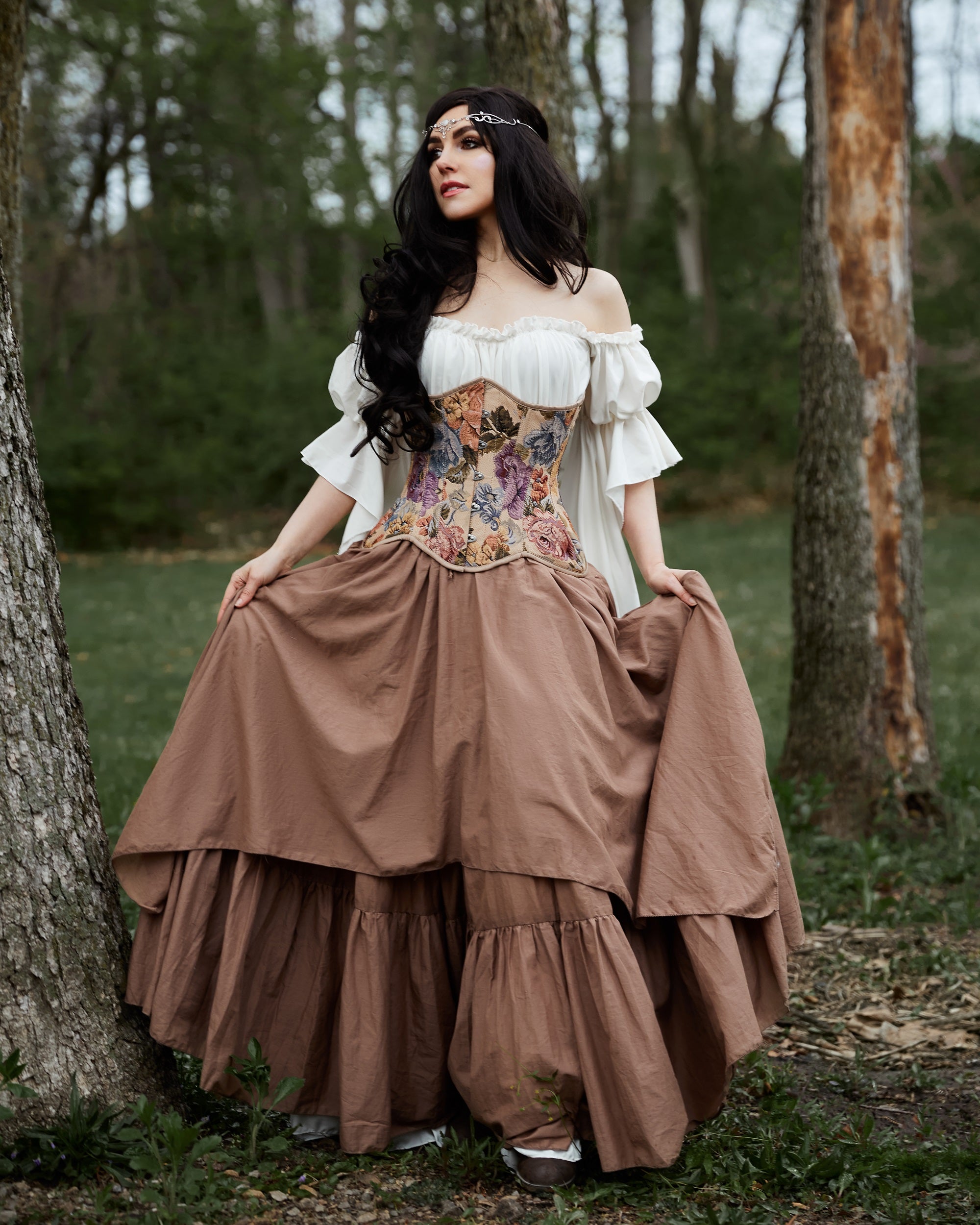 Women’s Renaissance Corset Costume - Ren Faire - Medieval Fantasy Cosplay - 3 Piece Dress & Corset - The Forest Fairy Reminisce Brand