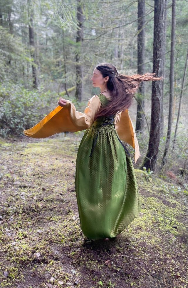 Renaissance Women's Dress Costume Elf Fantasy Elven Cosplay 2-Piece Dr