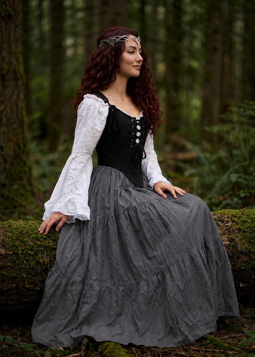 The Virginia Renaissance Fair 3-piece Dress Women Fantasy Medieval Cosplay Maiden Costume - Corset Bodice