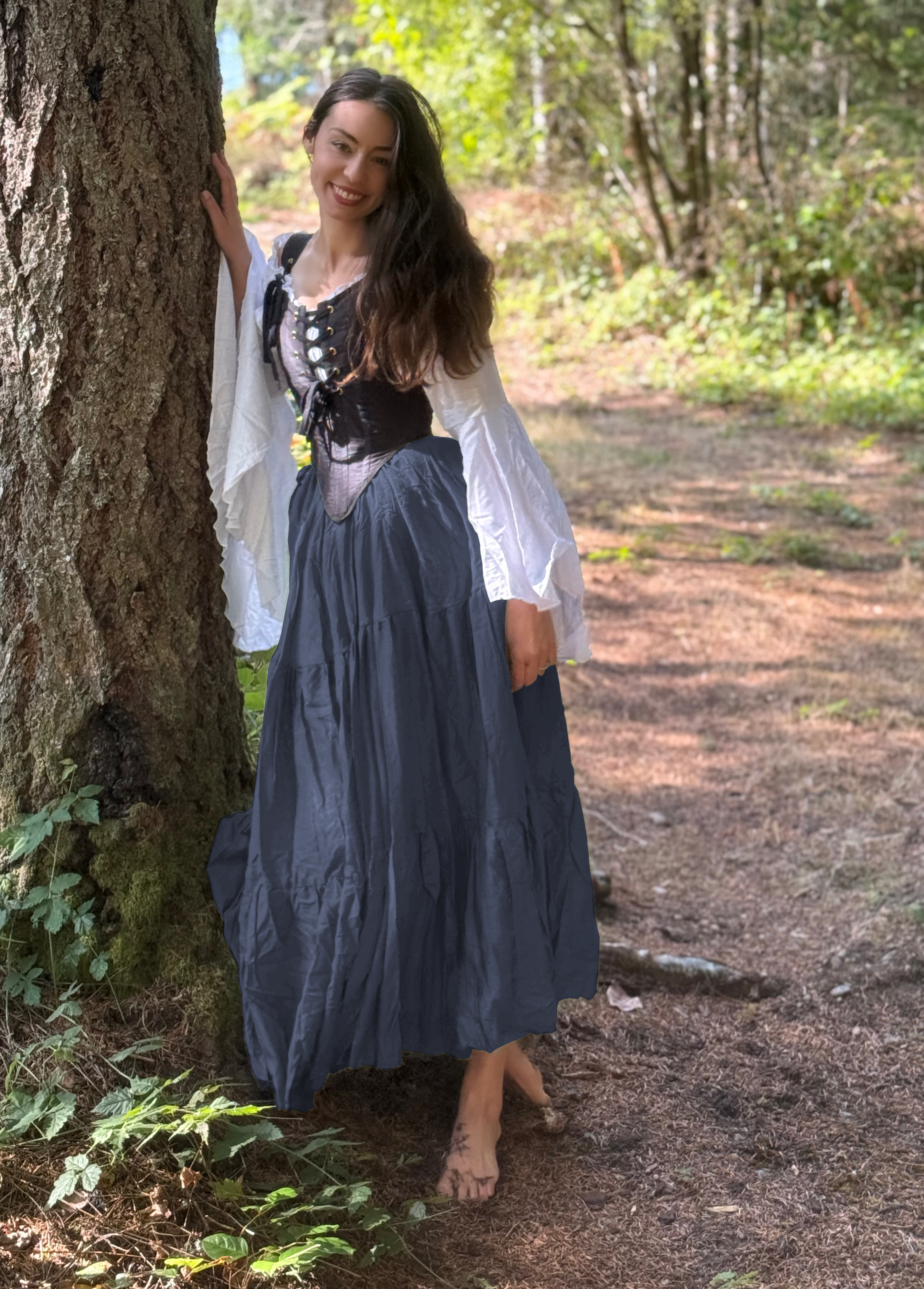 The Virginia Renaissance Fair 3-piece Dress Women Fantasy Medieval Cosplay Maiden Costume - Corset Bodice