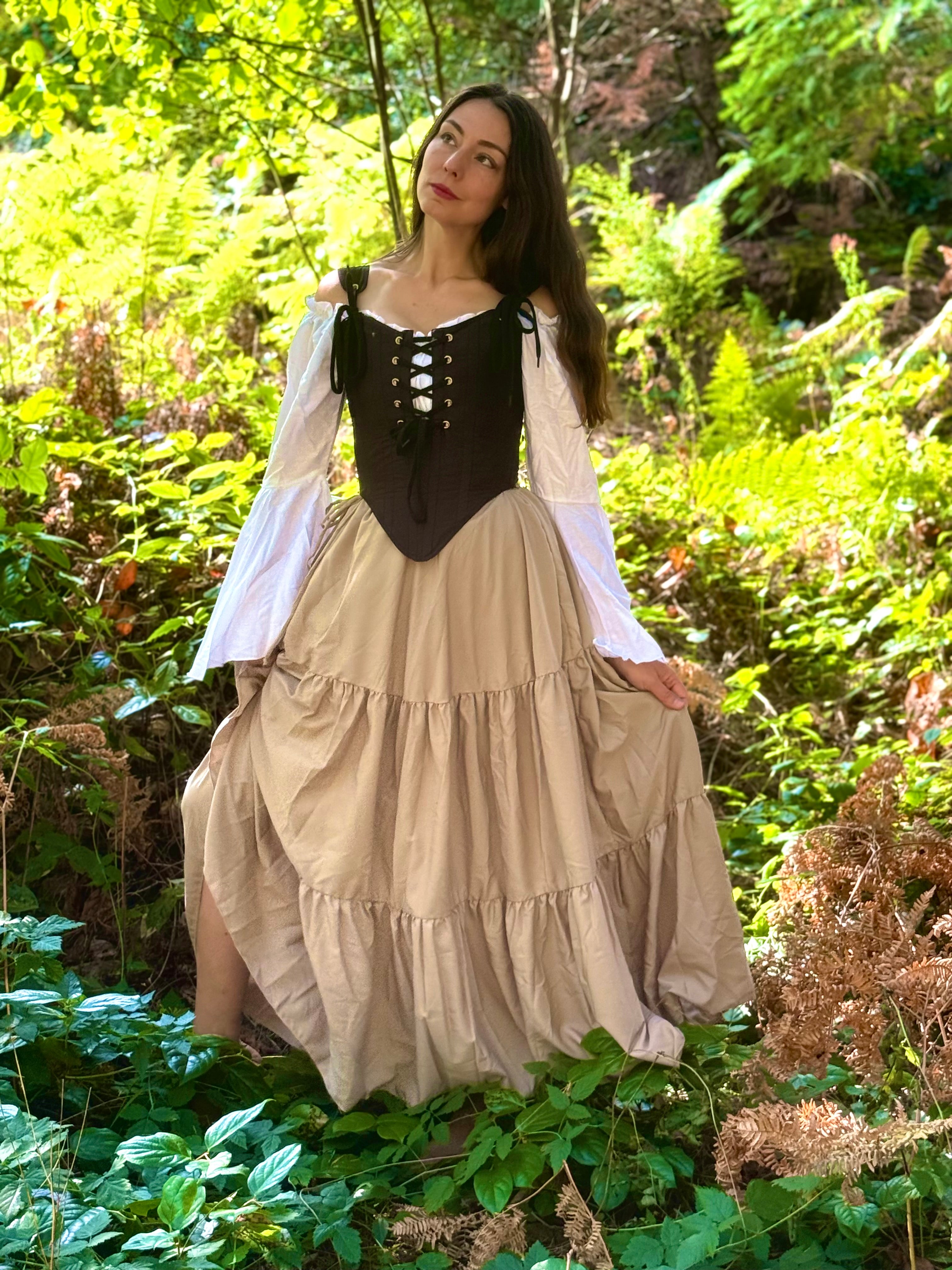 The Virginia Renaissance Fair 3-piece Dress Women Fantasy Medieval Cosplay Maiden Costume - Corset Bodice