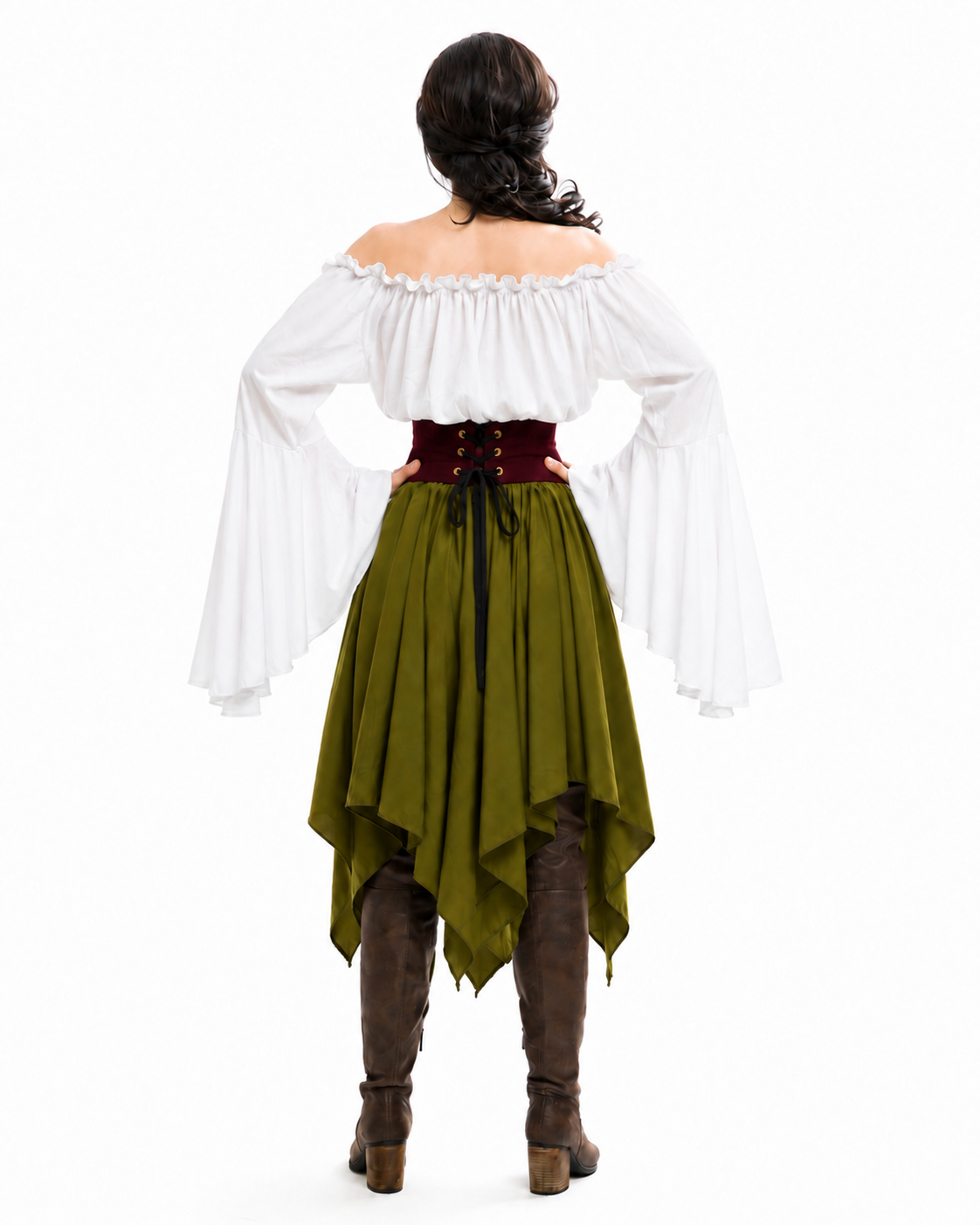 Renaissance Women's Cosplay 3-Piece Cincher Costume Medieval Dress " The Huntress" Teal Reminisce Brand