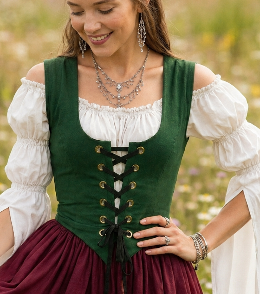 Cotton Bodice - Renaissance Faire Costume - For Medieval Dress Fantasy Cosplay -Reminisce Brand
