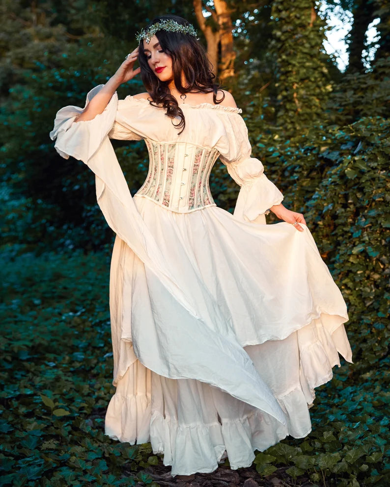 Women’s Renaissance Wedding Costume - Ren Faire - Medieval Fantasy Fairy - 2-Piece Dress and Corset - The “Elvenia” -Reminisce Brand