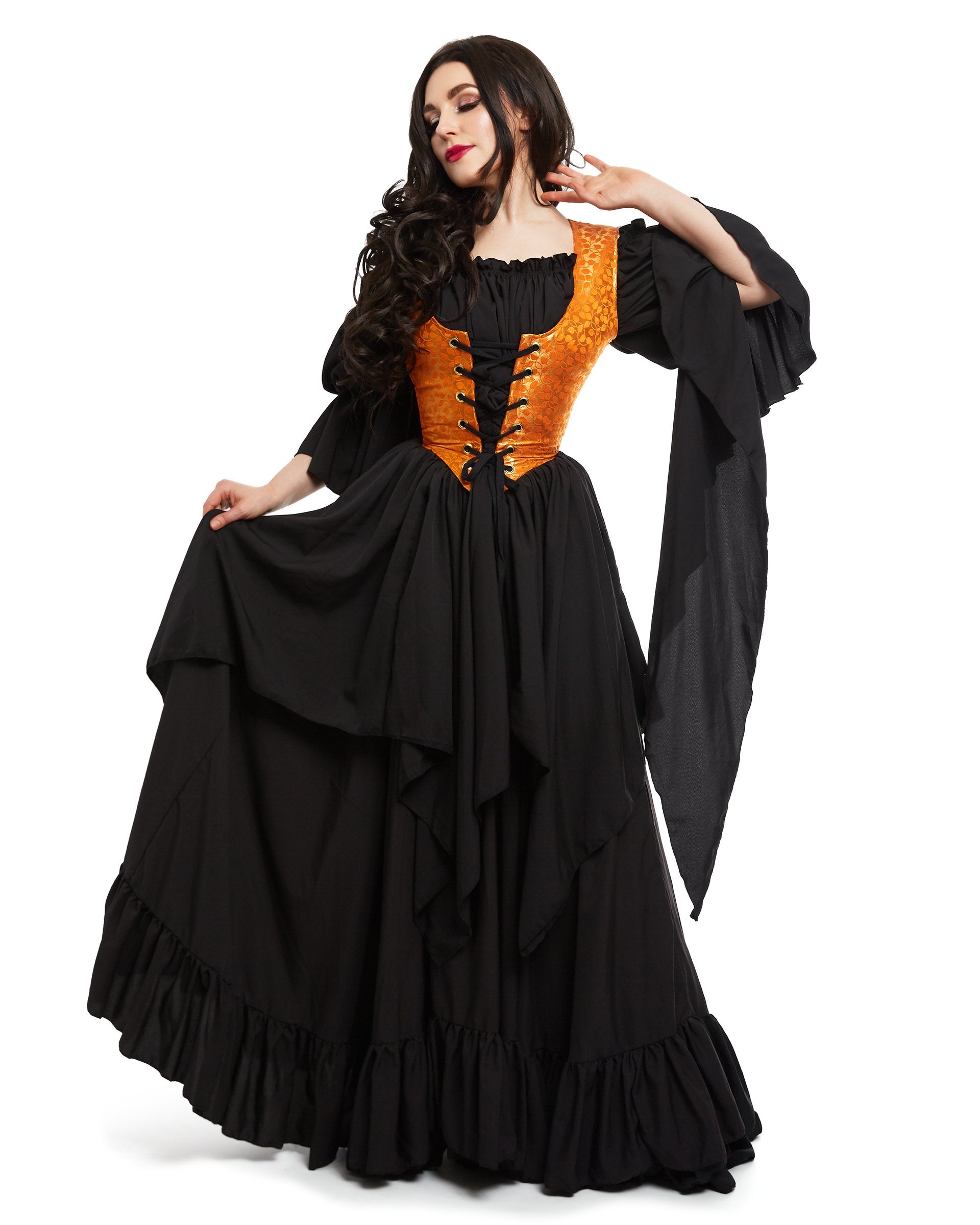 Renaissance women's Costume - Medieval Dress - Sorceress - Fantasy - Brocade Bodice - 3 Piece Witch Cosplay - Reminisce Brand
