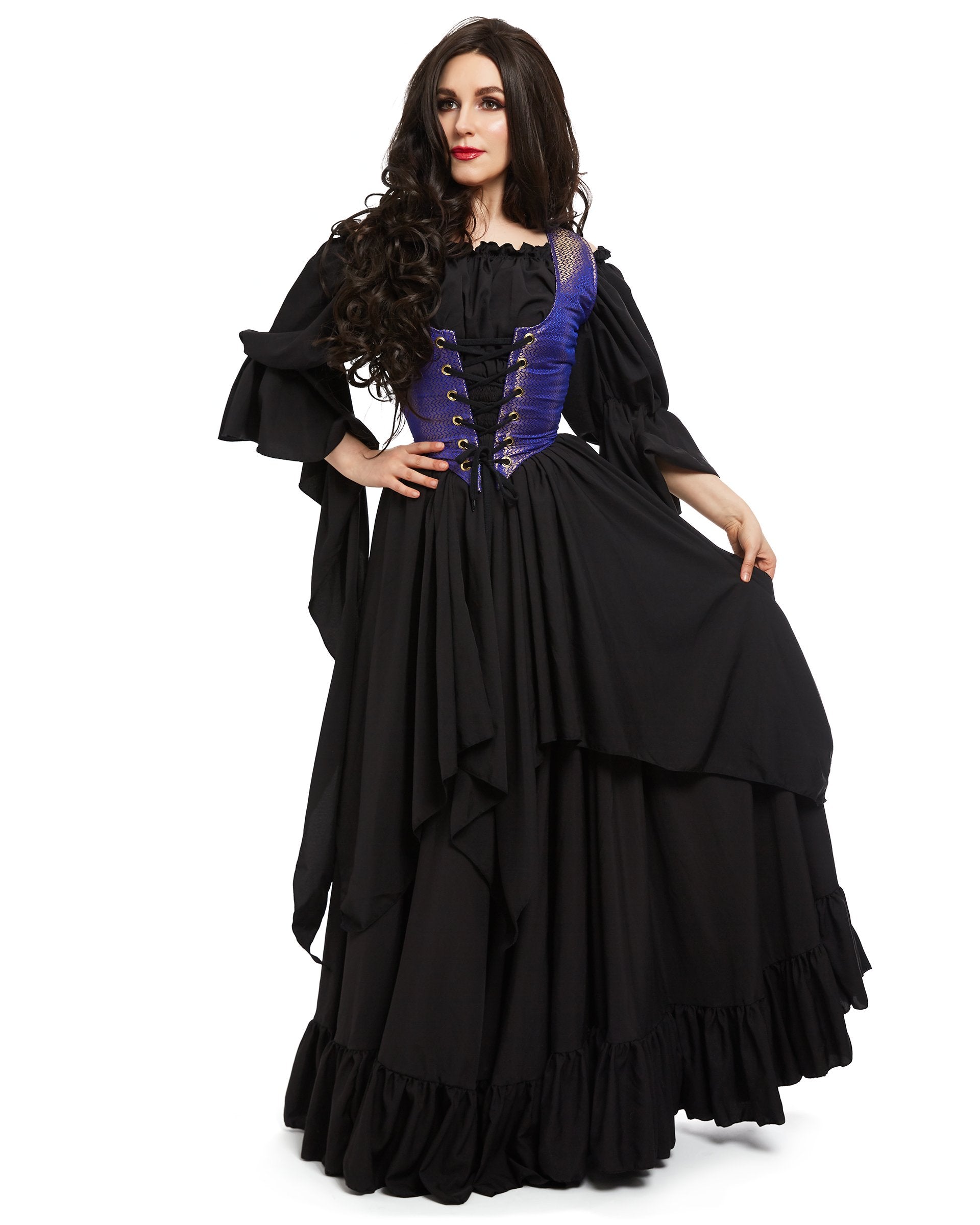 Renaissance women's Costume - Medieval Dress - Sorceress - Fantasy - Brocade Bodice - 3 Piece Witch Cosplay - Reminisce Brand