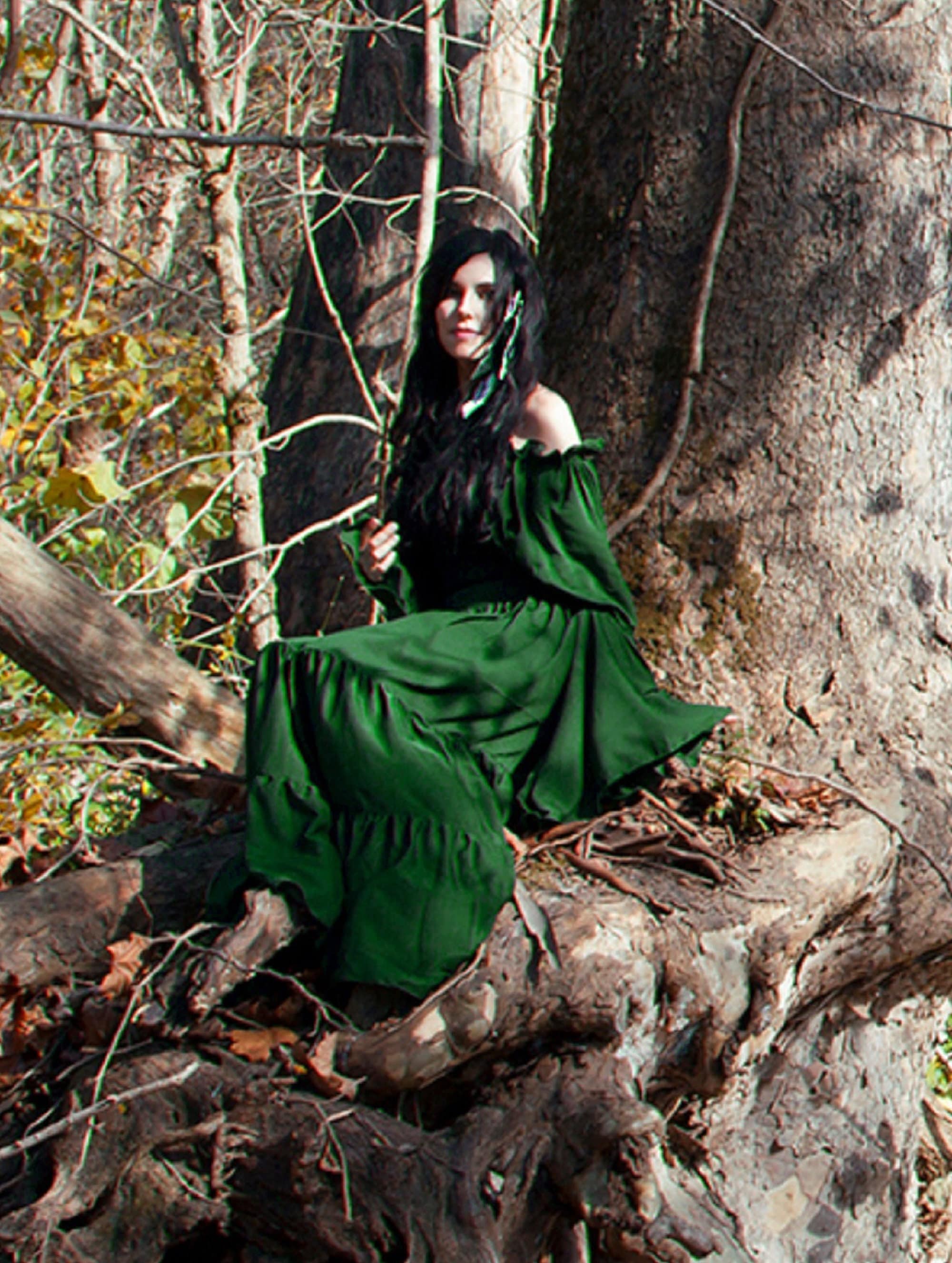 MYTHIC WOODLAND FAIRY Renaissance Medieval Smocked Sword Mistress Chem