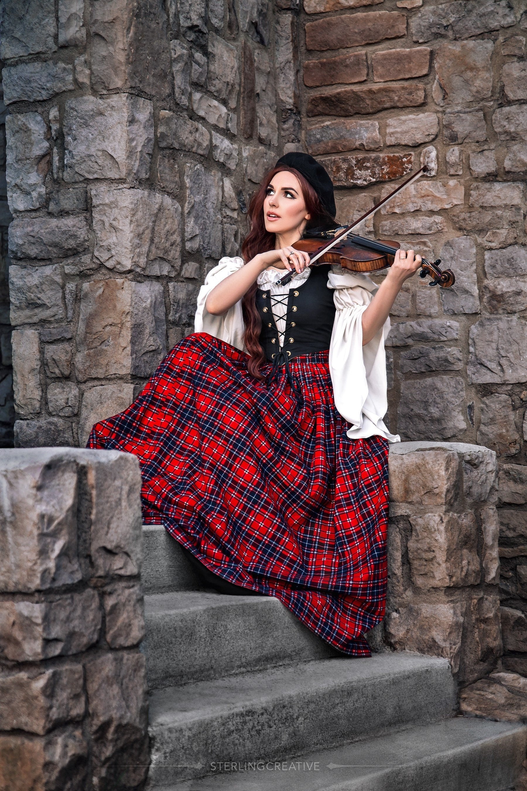 Reminisce- Scottish Highlander - Renaissance Faire Costume- 2 piece Tartan Skirt and Bodice Set