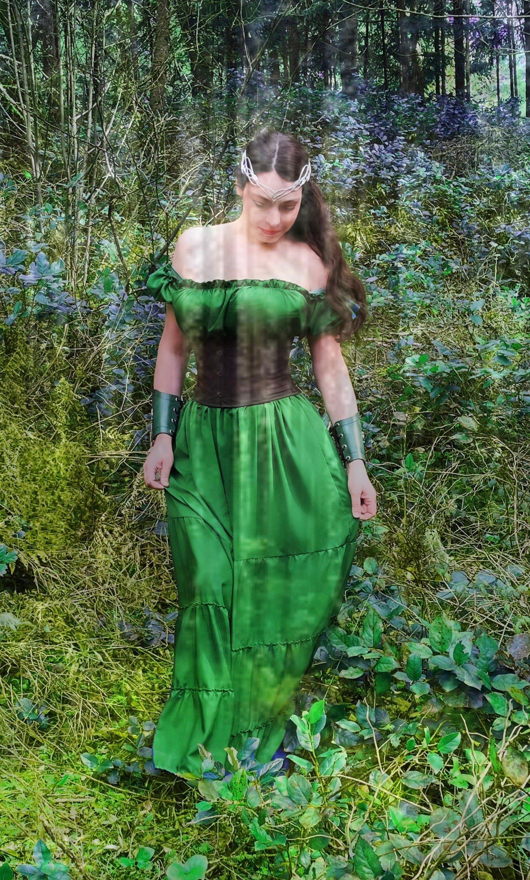 Reminisce “ Spirit of the Woods” Renaissance Fairy Elf Style bohemian maxi off- shoulder summer dress