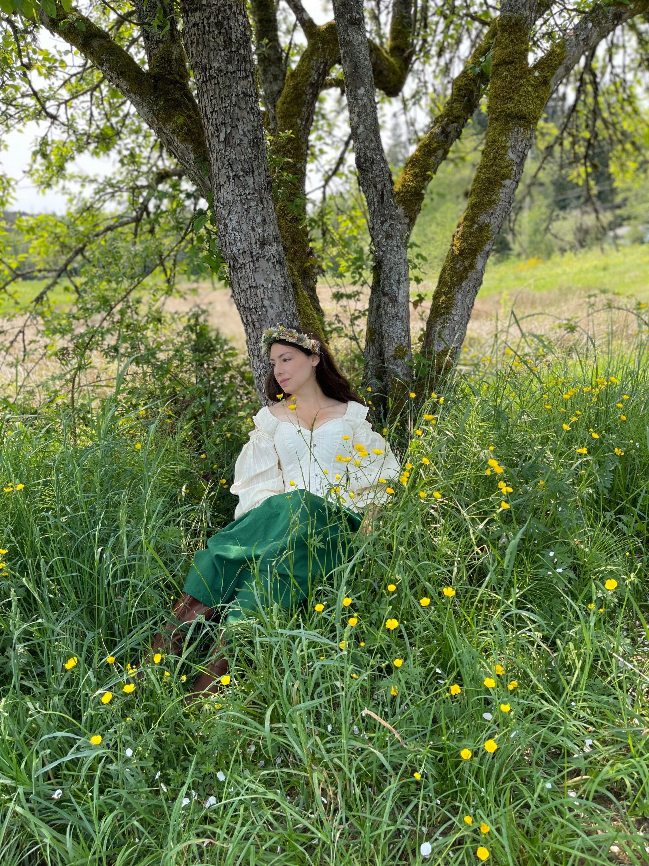 Cottagecore Prairie “Hattie” Dress Cotton Corset and Skirt Full Costume