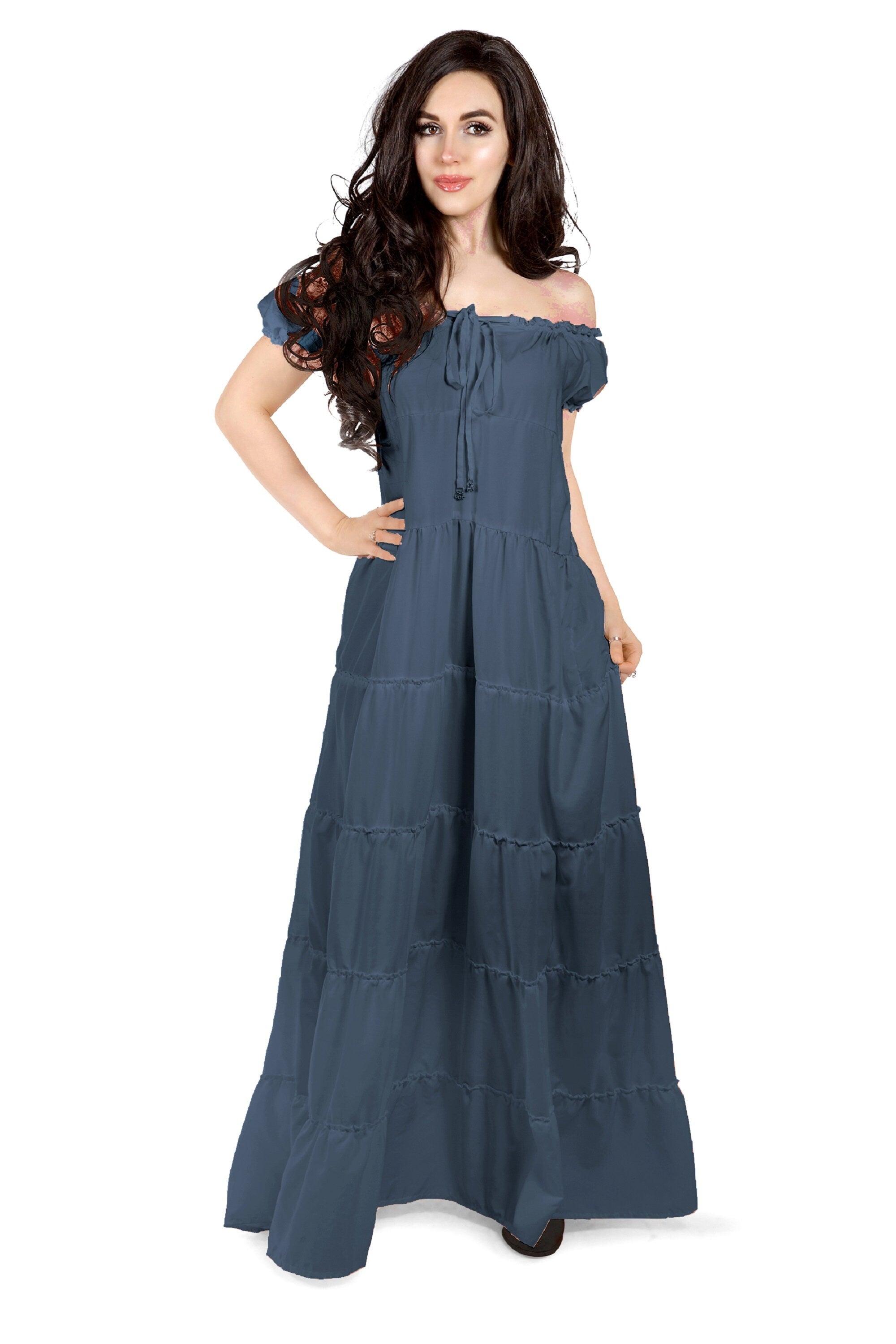 Bohemian Dress Renaissance Chemise Loose Fitting Peasant Gown Cottagecore