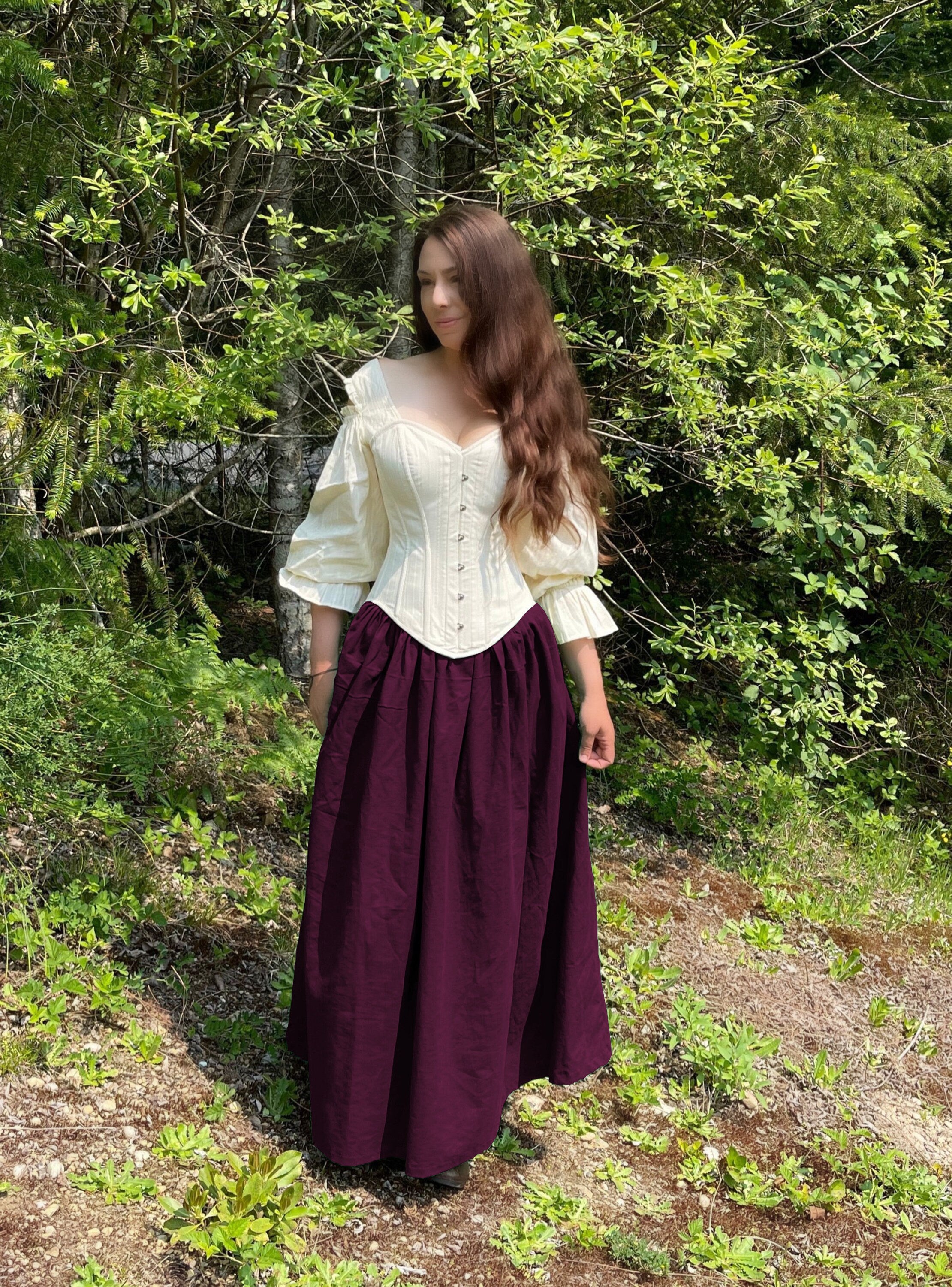 Cottagecore Prairie “Hattie” Dress Cotton Corset and Skirt Full Costume