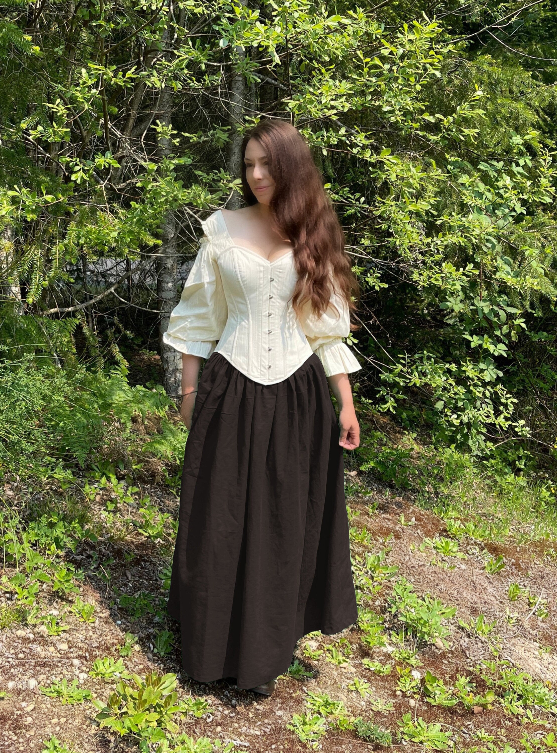 Cottagecore Prairie “Hattie” Dress Cotton Corset and Skirt Full Costume