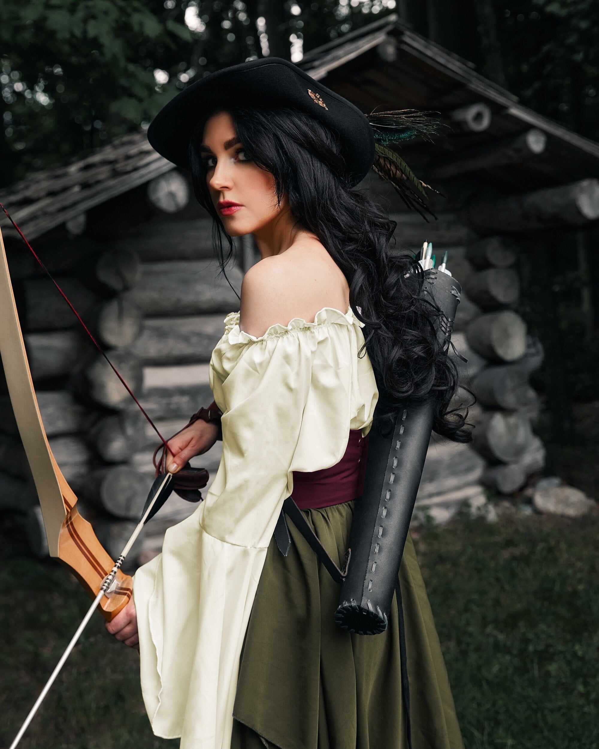 Renaissance Fantasy Long Sleeved Smocked Blouse Chemise Cosplay Costume Cream Color Reminisce Brand