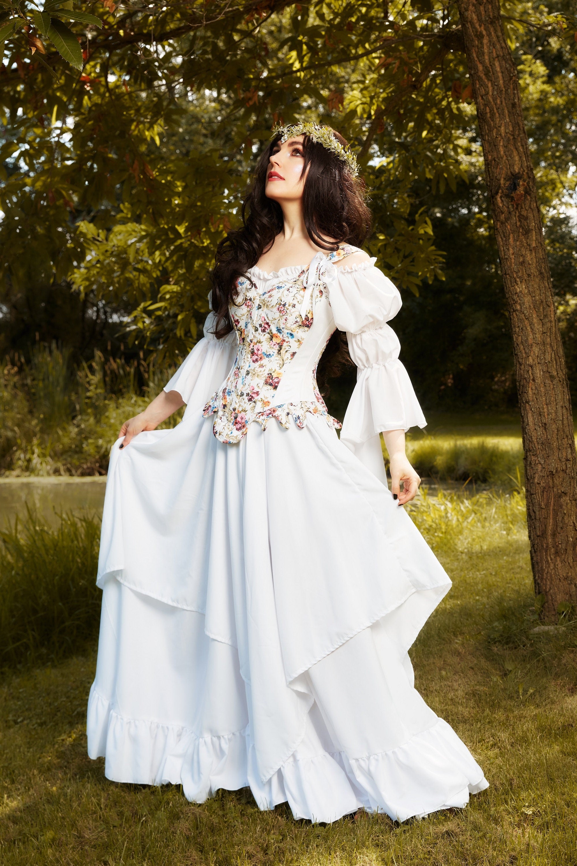 Women Renaissance Wedding Corset Stays & 3Pc Dress Costume - Ren Faire - Medieval Fantasy Cosplay - The “Summer Fantasy” Reminisce Brand
