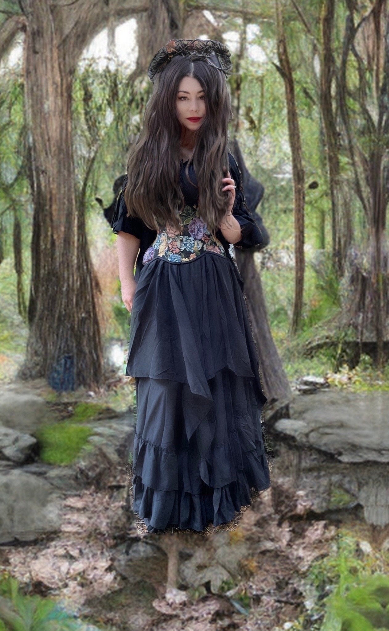 Women’s Renaissance Dress Costume - Ren Faire - Medieval Fantasy Cosplay - 2 Piece Dress Plus Corset -The Conjuror - Reminisce Brand