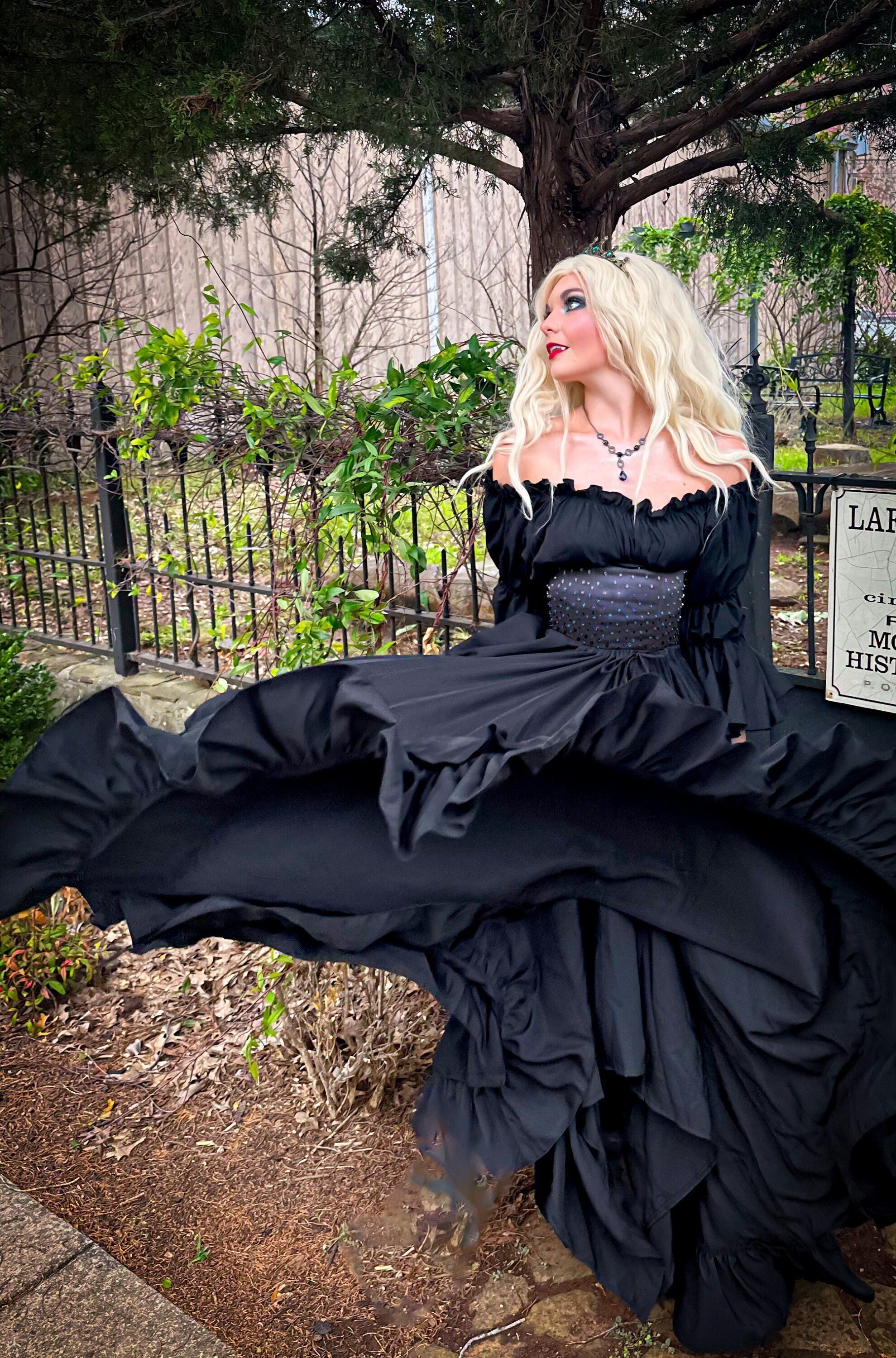 Dark Gothic Underbust Stays Corset & 2 Pc Costume - Vampiress Fantasy Cosplay - Rennaissance Dress - The Belladonna - Reminisce Brand