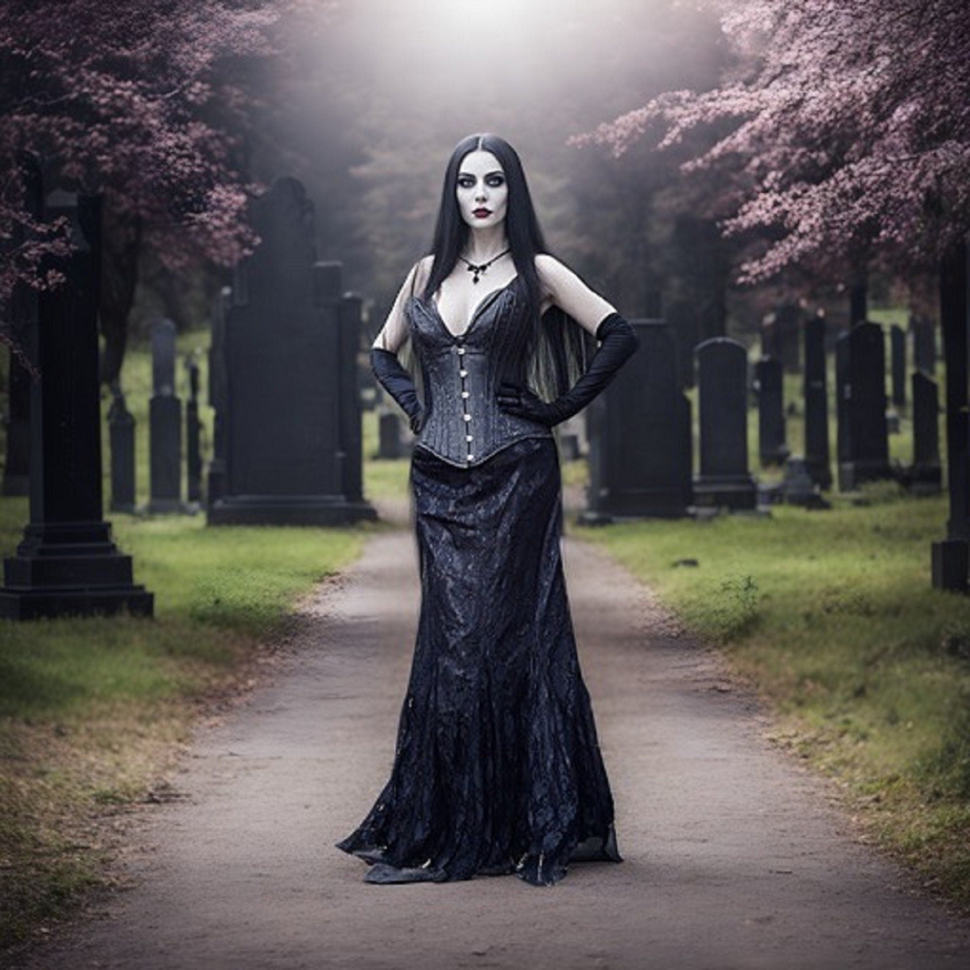 Dark Angel Victorian Gothic Dark Elegance Skirt and Stays Corset 2 Piece Costume. Morticia Fantasy Cosplay Dress. Reminisce Brand.