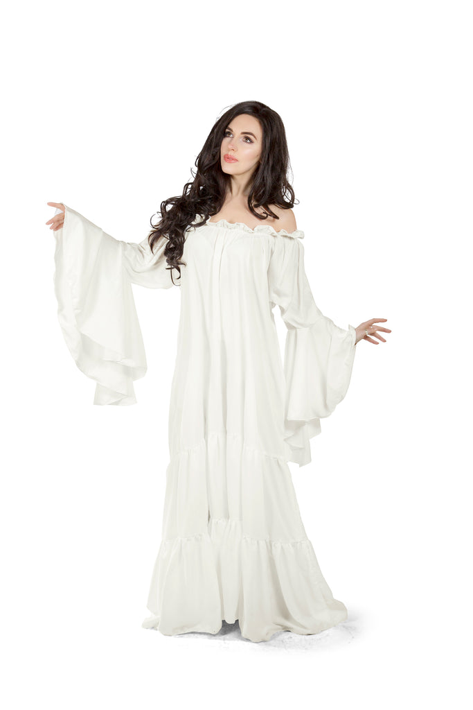 The Fairyland: Exclusive Medieval Renaissance Wedding Handmade Fairy-like  Organza Chemise with Long Bell Sleeves