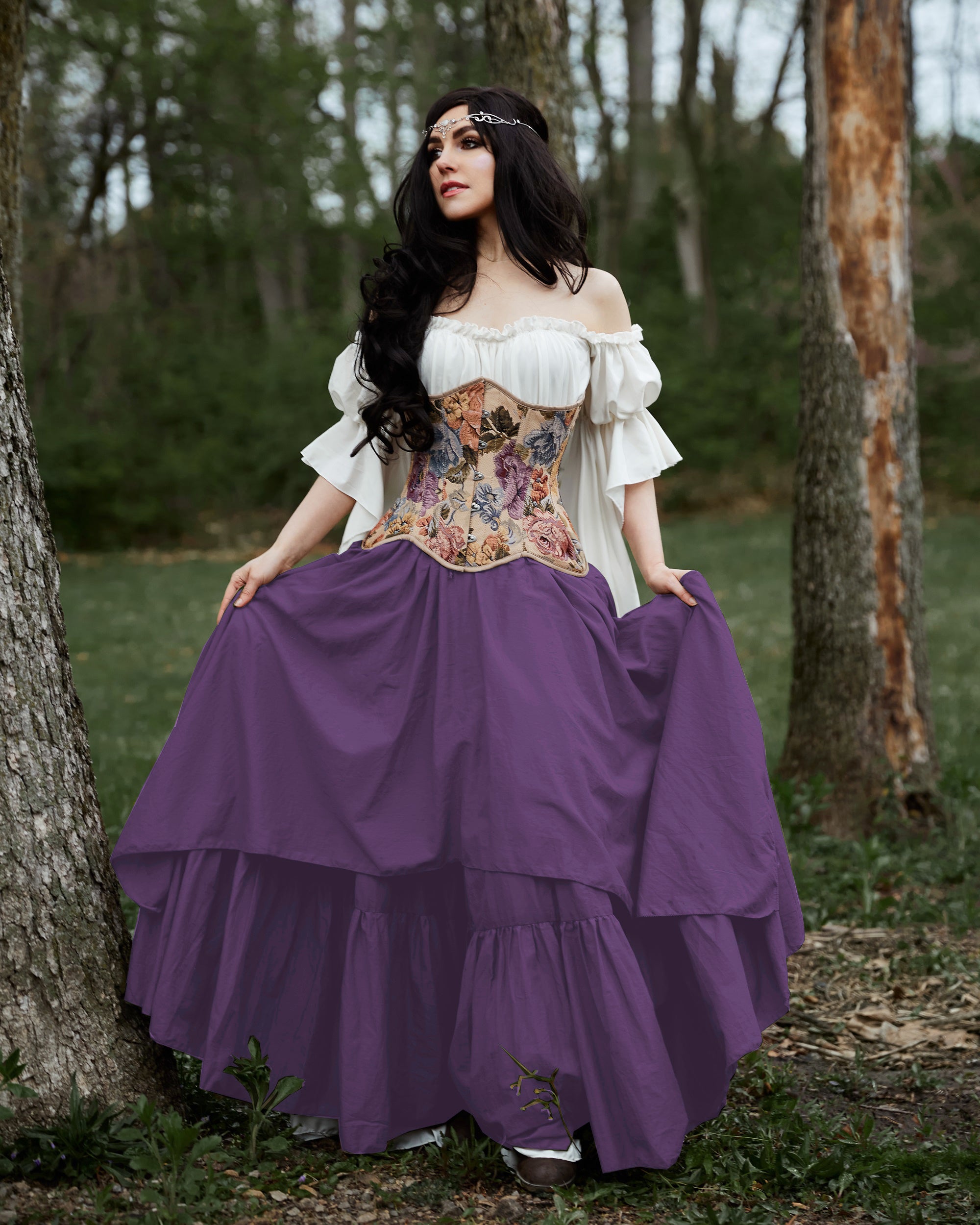 Women’s Renaissance Corset Costume - Ren Faire - Medieval Fantasy Cosplay - 3 Piece Dress & Corset - The Forest Fairy Reminisce Brand