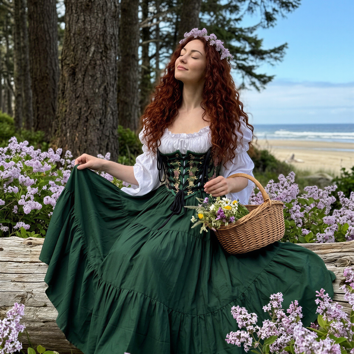 The Marguerite - Tapestry Bodice Corset Dress Set ~ Women Fantasy Medi