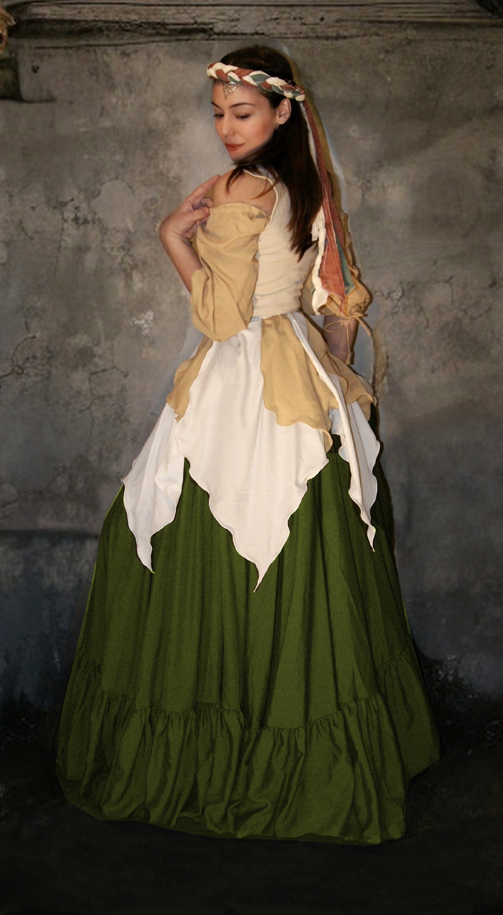 Renaissance Woman 5 Piece Costume - Renn Fair Peasant Dress - Fantasy Costume - Fairy Elven Cosplay - "The Milkmaid "