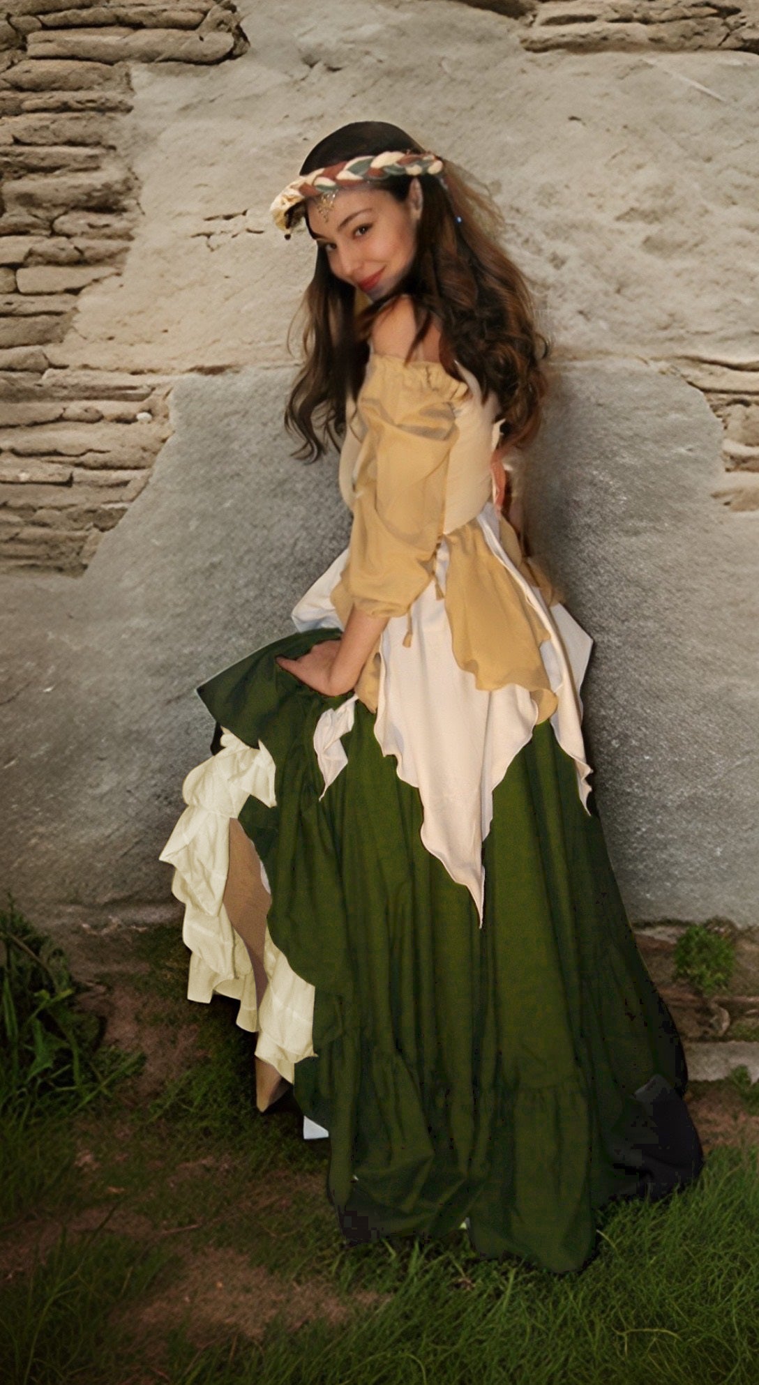 Renaissance Woman 5 Piece Costume - Renn Fair Peasant Dress - Fantasy Costume - Fairy Elven Cosplay - "The Milkmaid "