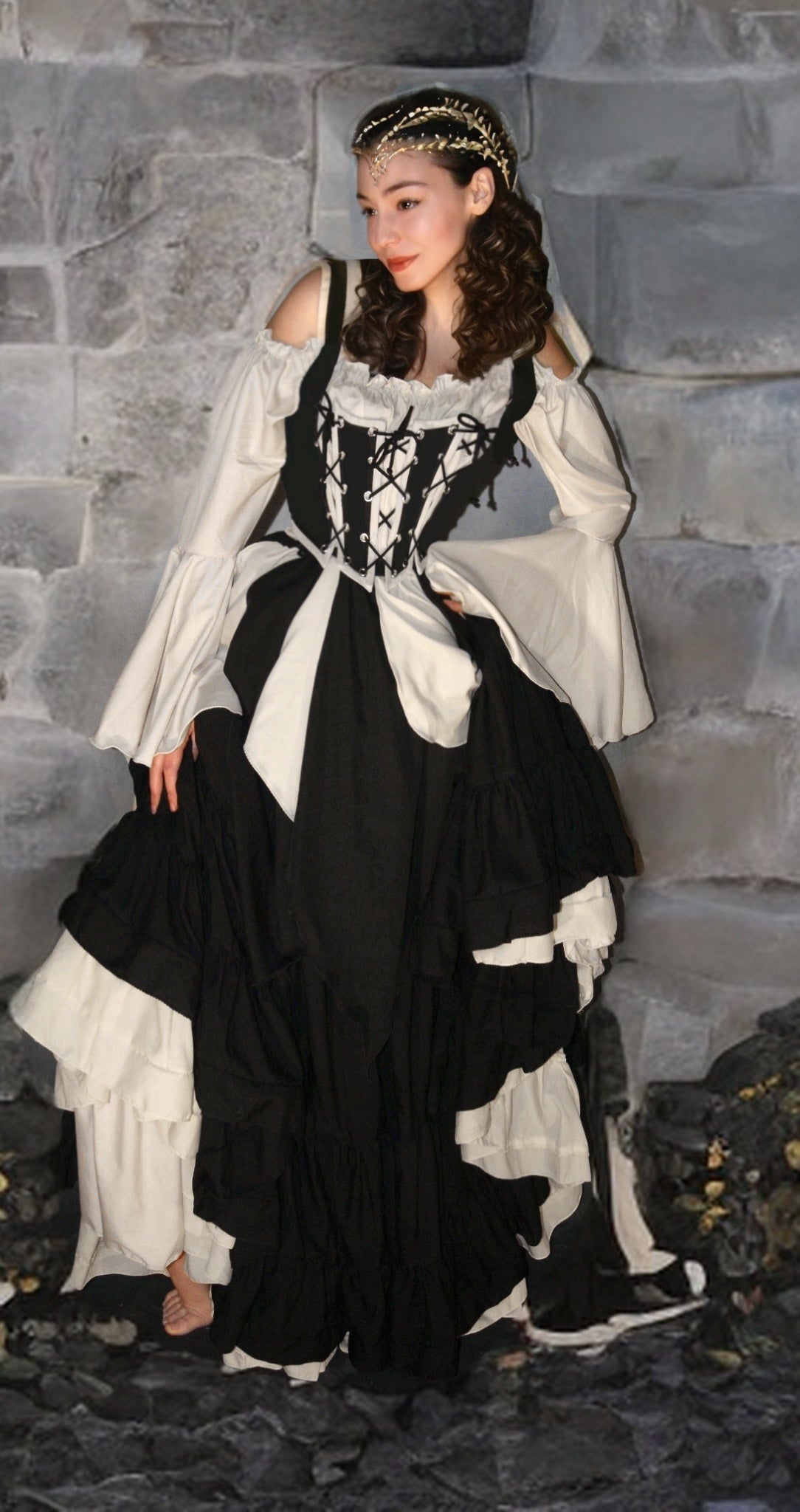 Renaissance Women's Bodice & Blouse Medieval Fantasy Set. Fantasy Cosplay Tops Reminisce Brand