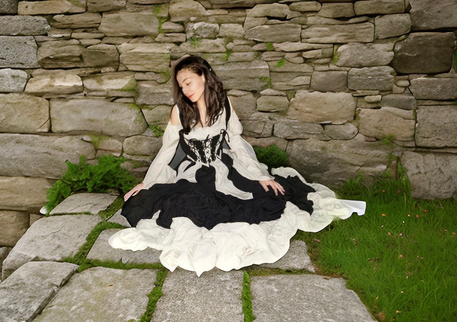 Renaissance Women's Bodice & Blouse Medieval Fantasy Set. Fantasy Cosplay Tops Reminisce Brand