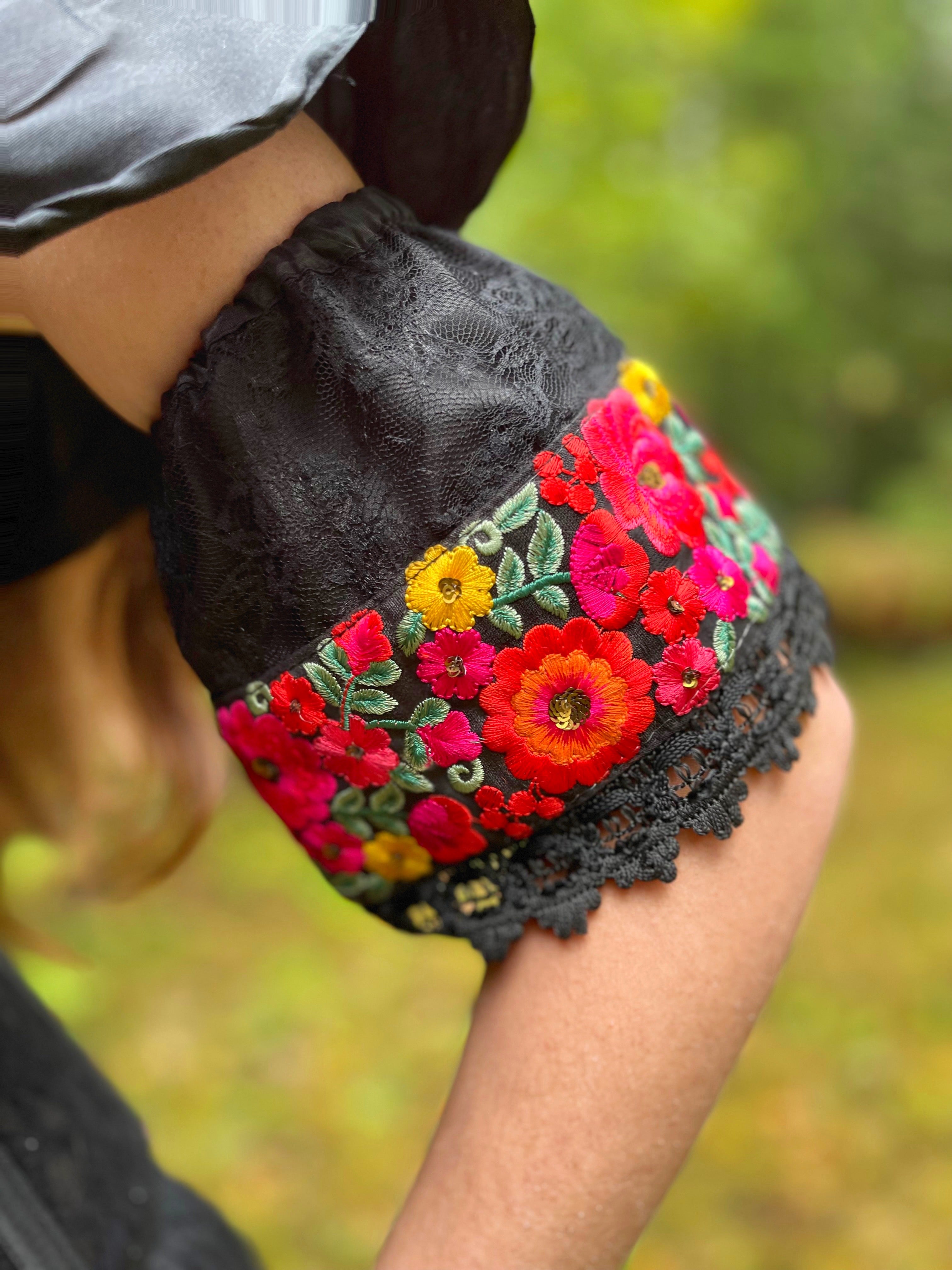 La Catrina - Embroidered Armlets To Wear With Our La Catrina Stays Corset Costume. ~ Dia De Los Muertos ~ Day Of The Dead - Reminisce Brand