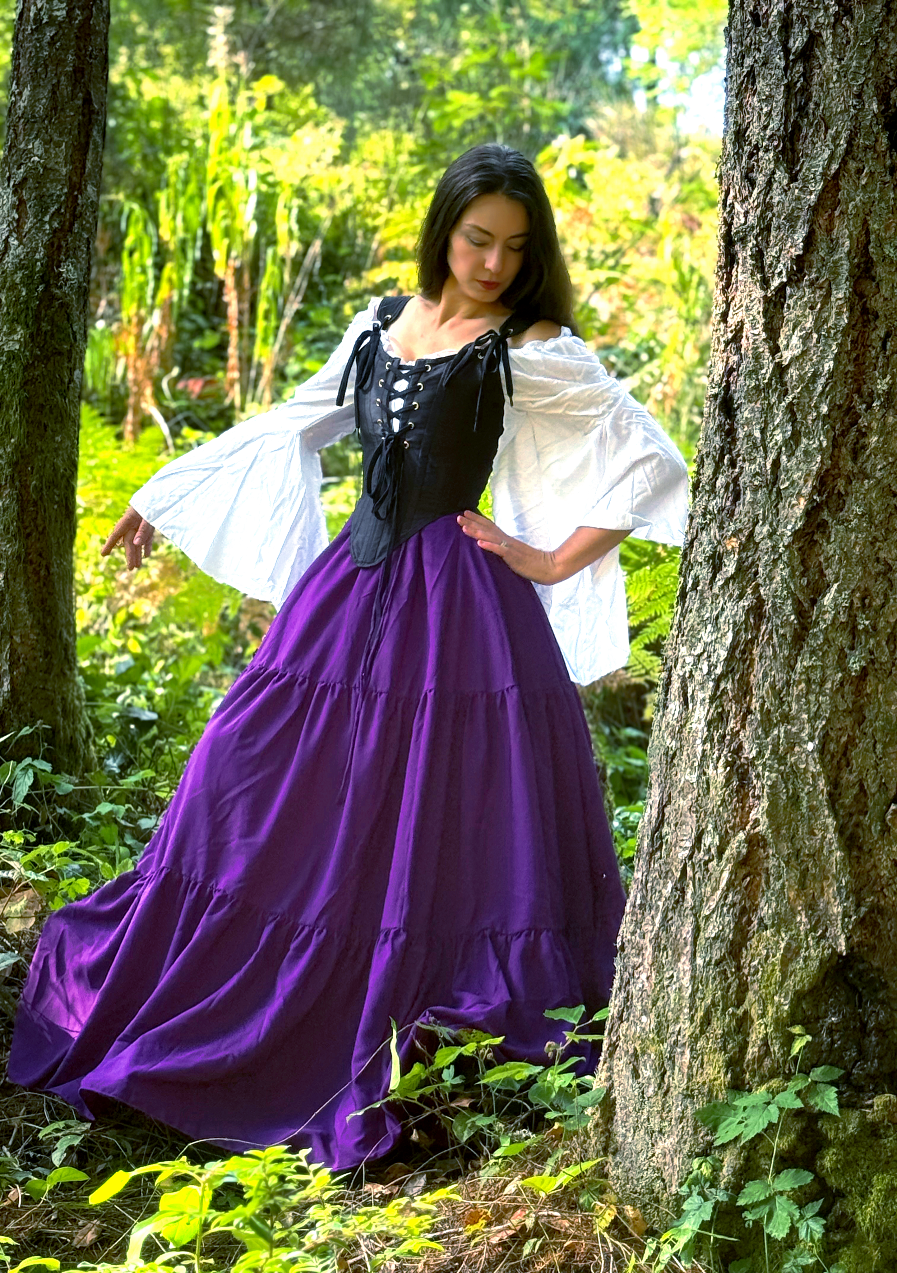 The Virginia  Renaissance Fair 3-piece Dress Women Fantasy Medieval Cosplay Maiden Costume - Corset Bodice