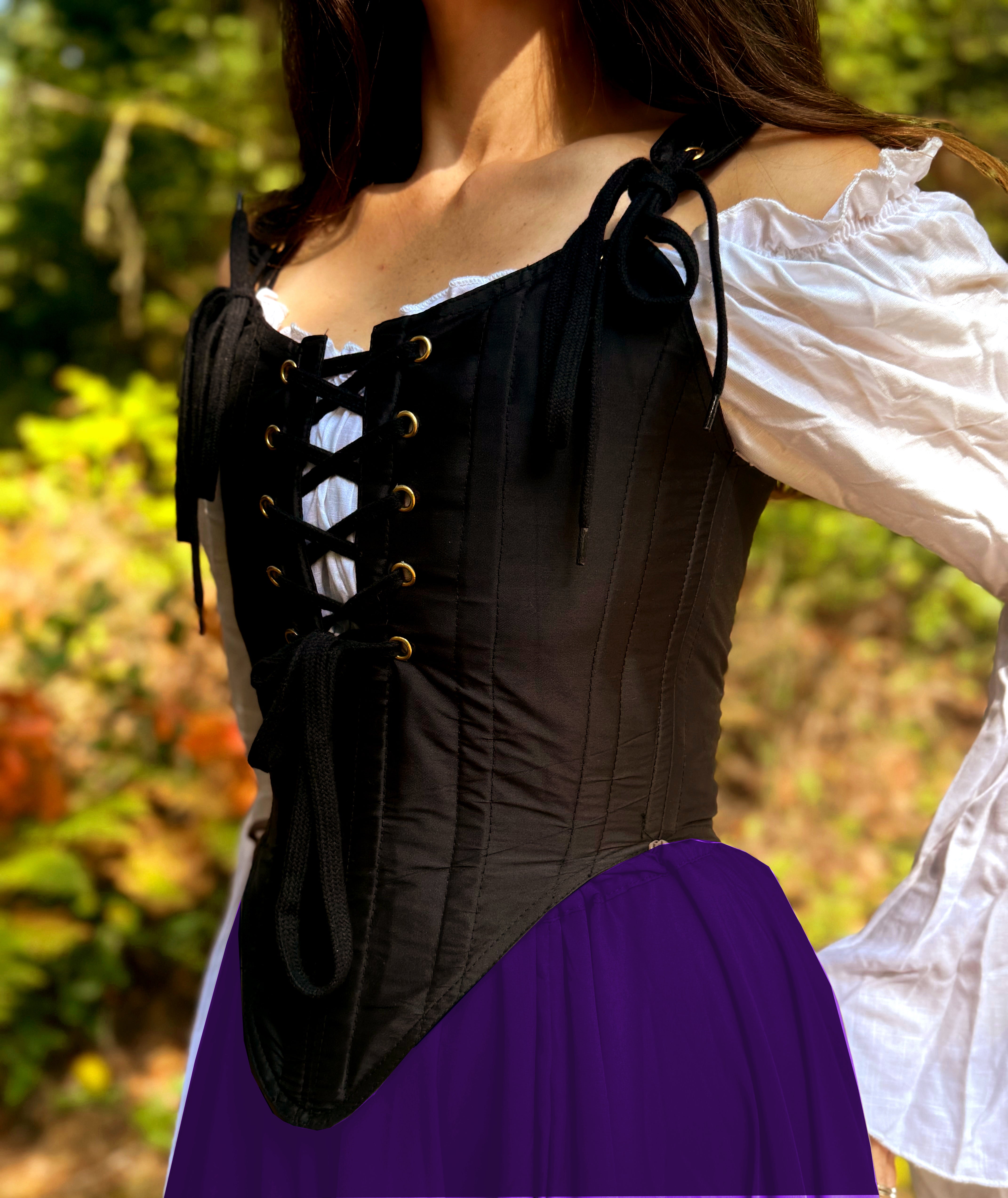 The Virginia  Renaissance Fair 3-piece Dress Women Fantasy Medieval Cosplay Maiden Costume - Corset Bodice