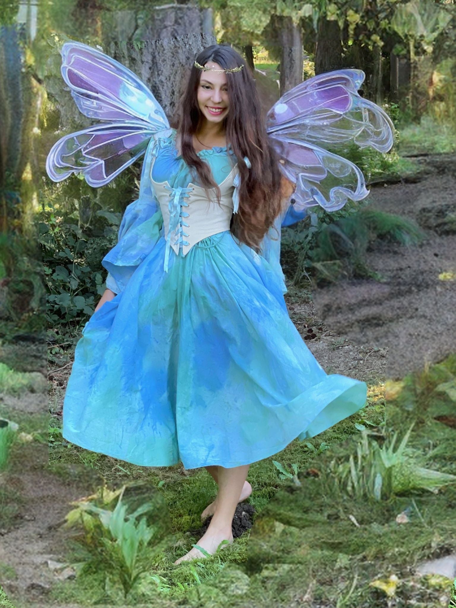 The Dream Fairy - Storybook Fairytale Costume - One-Of-A-Kind- Unique Hand-Dyed Watercolor Pixie 100% Cotton Costume