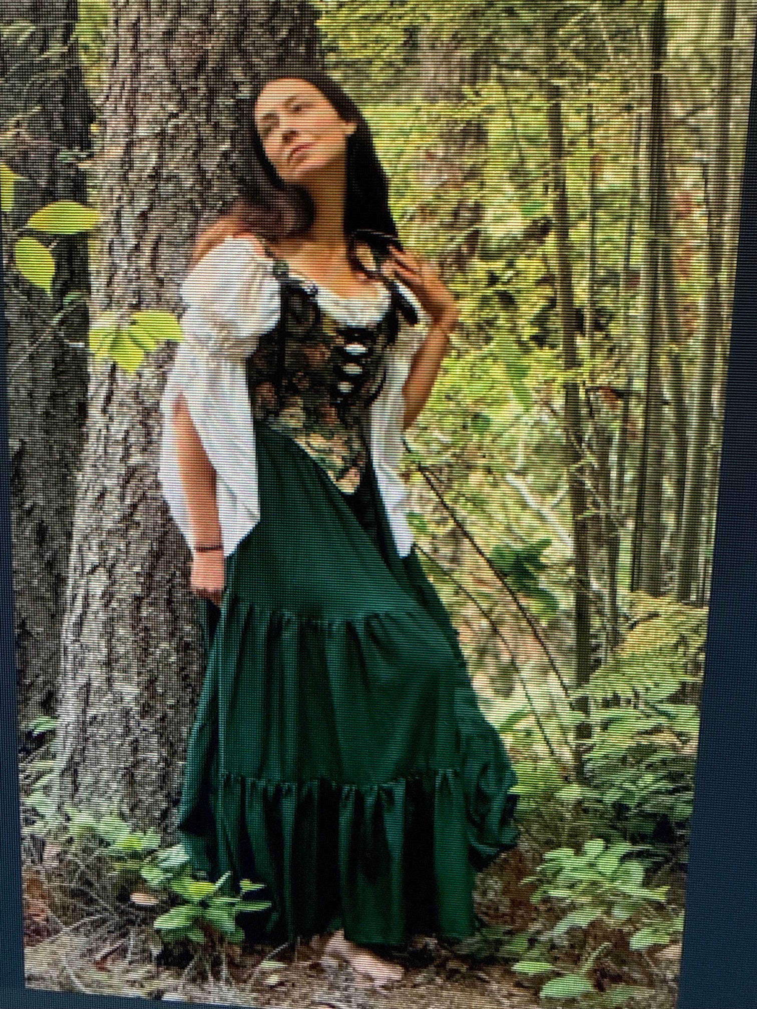 The SARAH- Renaissance Fair 3 Pc Dress Women Fantasy Medieval Cosplay BLACK Skirt- Costume - Floral Tapestry Corset Bodice