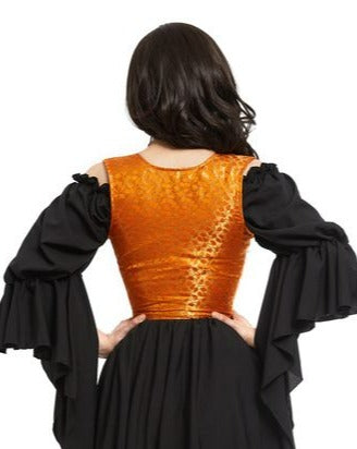 Orange Brocade Stays Bodice Vest - For Renaissance Faire Fantasy Costume - Medieval Dress Cosplay Reminisce Brand