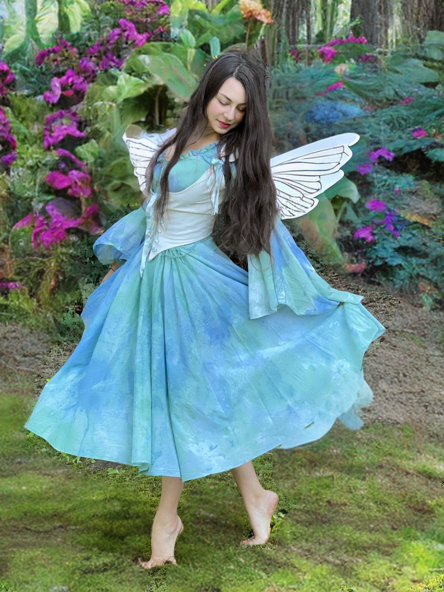 The Dream Fairy - Storybook Fairytale Costume - One-Of-A-Kind- Unique Hand-Dyed Watercolor Pixie 100% Cotton Costume