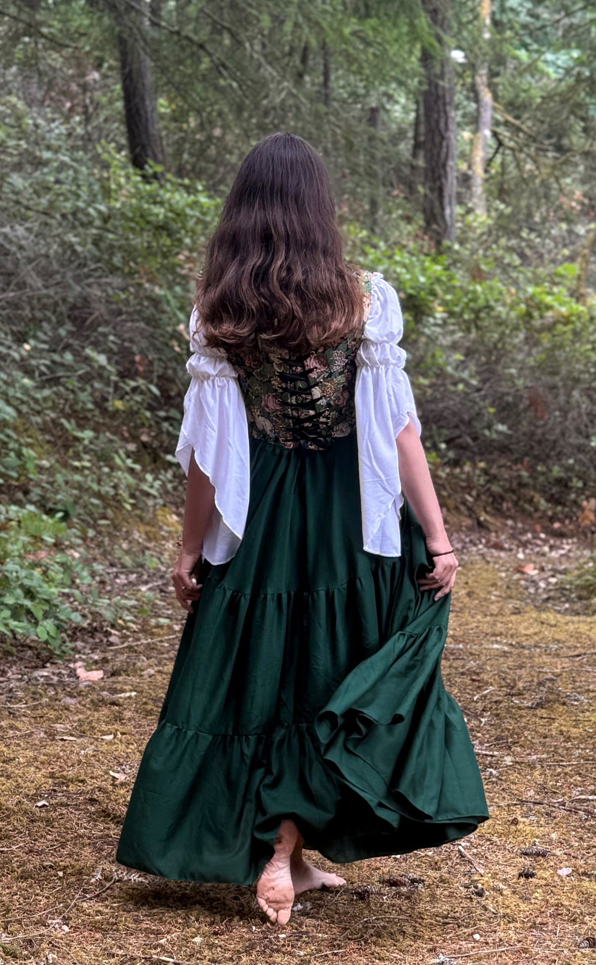 The SARAH- Renaissance Fair 3 Pc Dress Women Fantasy Medieval Cosplay - Costume - Floral Tapestry Corset Bodice