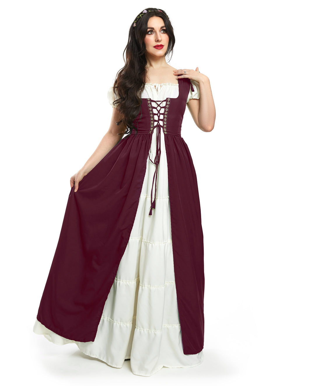 Renaissance Faire Dress Medieval Costume OverDress & Boho Chemise