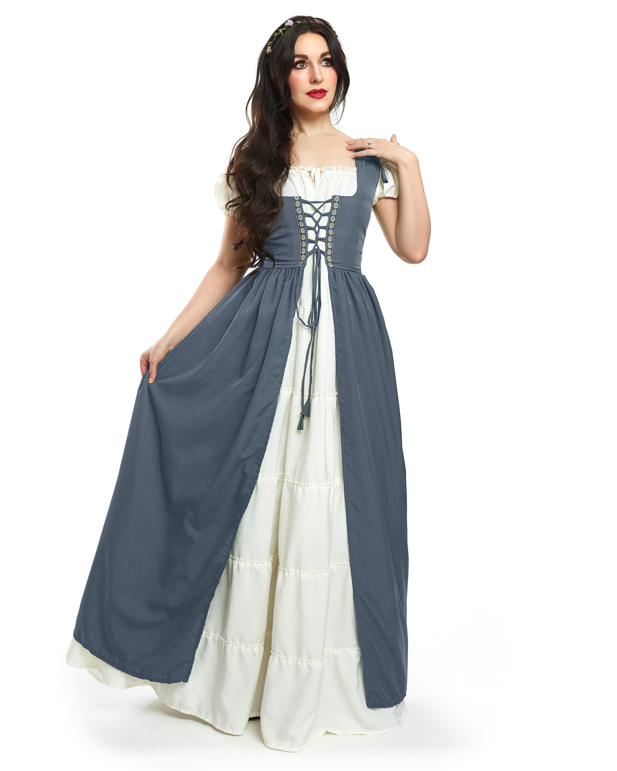 Renaissance Faire Dress Medieval Costume OverDress & Boho Chemise Set