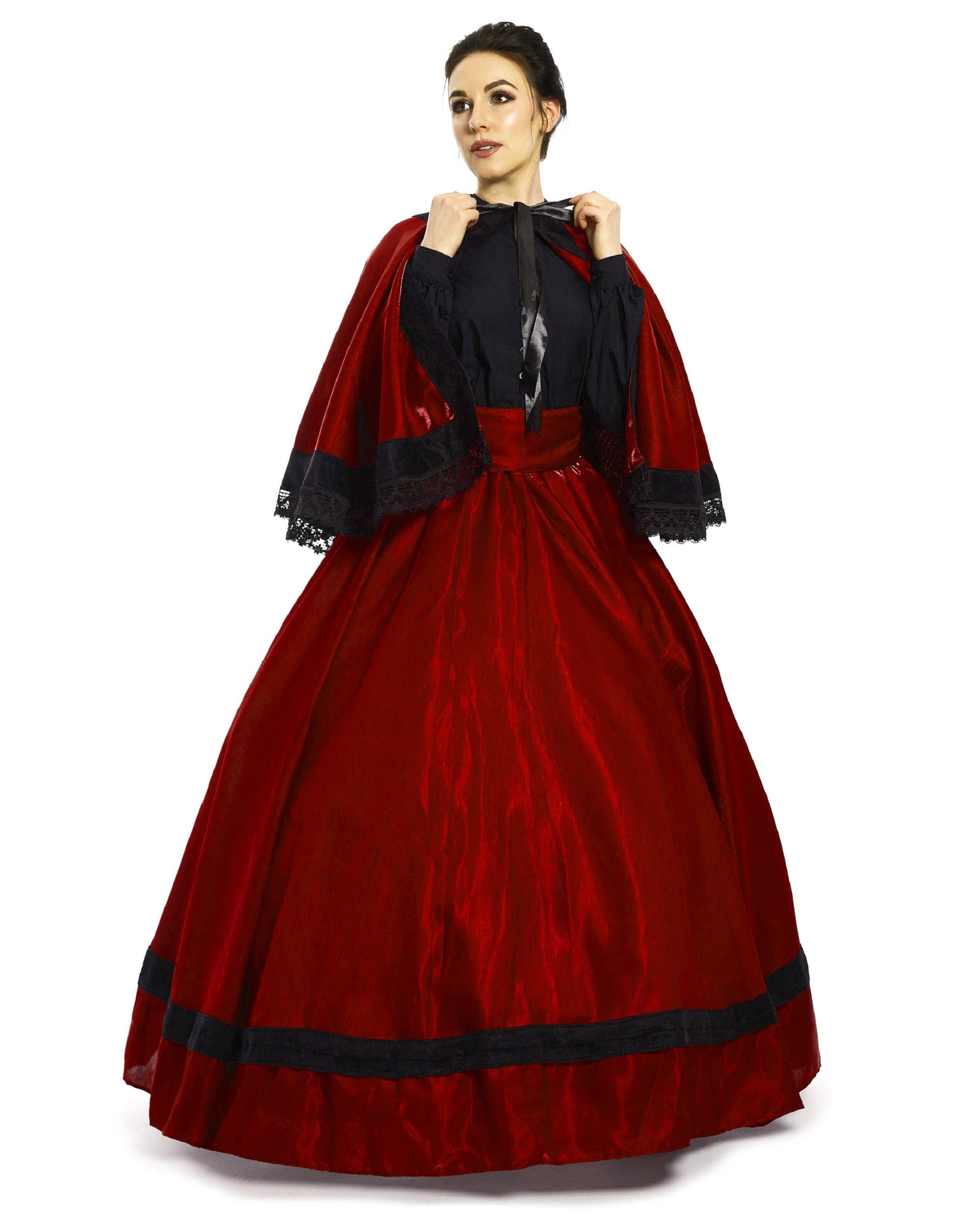 Reminisce - Civil War - Theater Quality - Historical Reenactment - Dickens - Victorian Costume - Organza Skirt Cape Sash Set