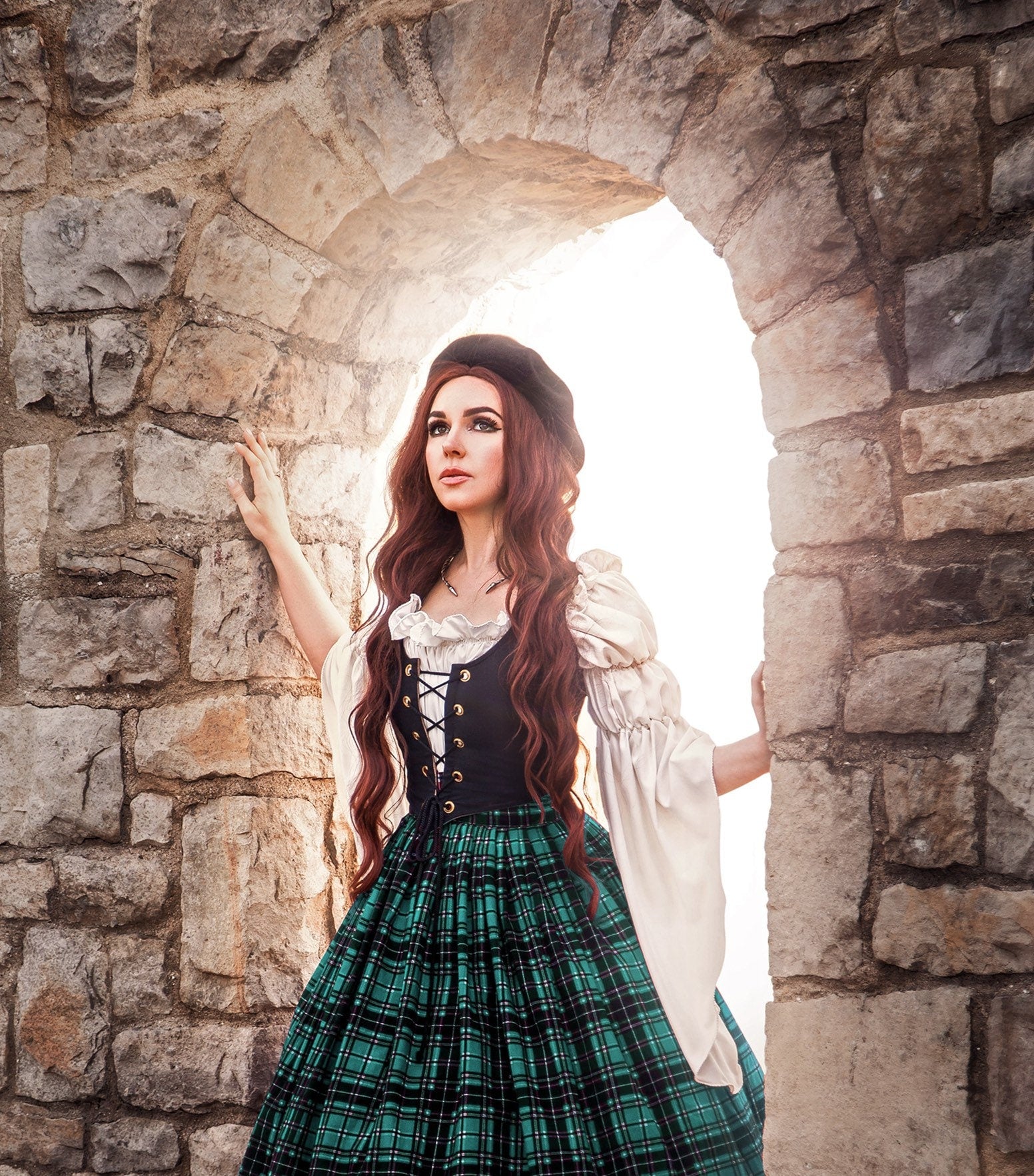Reminisce- Scottish Highlander - Renaissance Faire Costume- 2 piece Tartan Skirt and Bodice Set