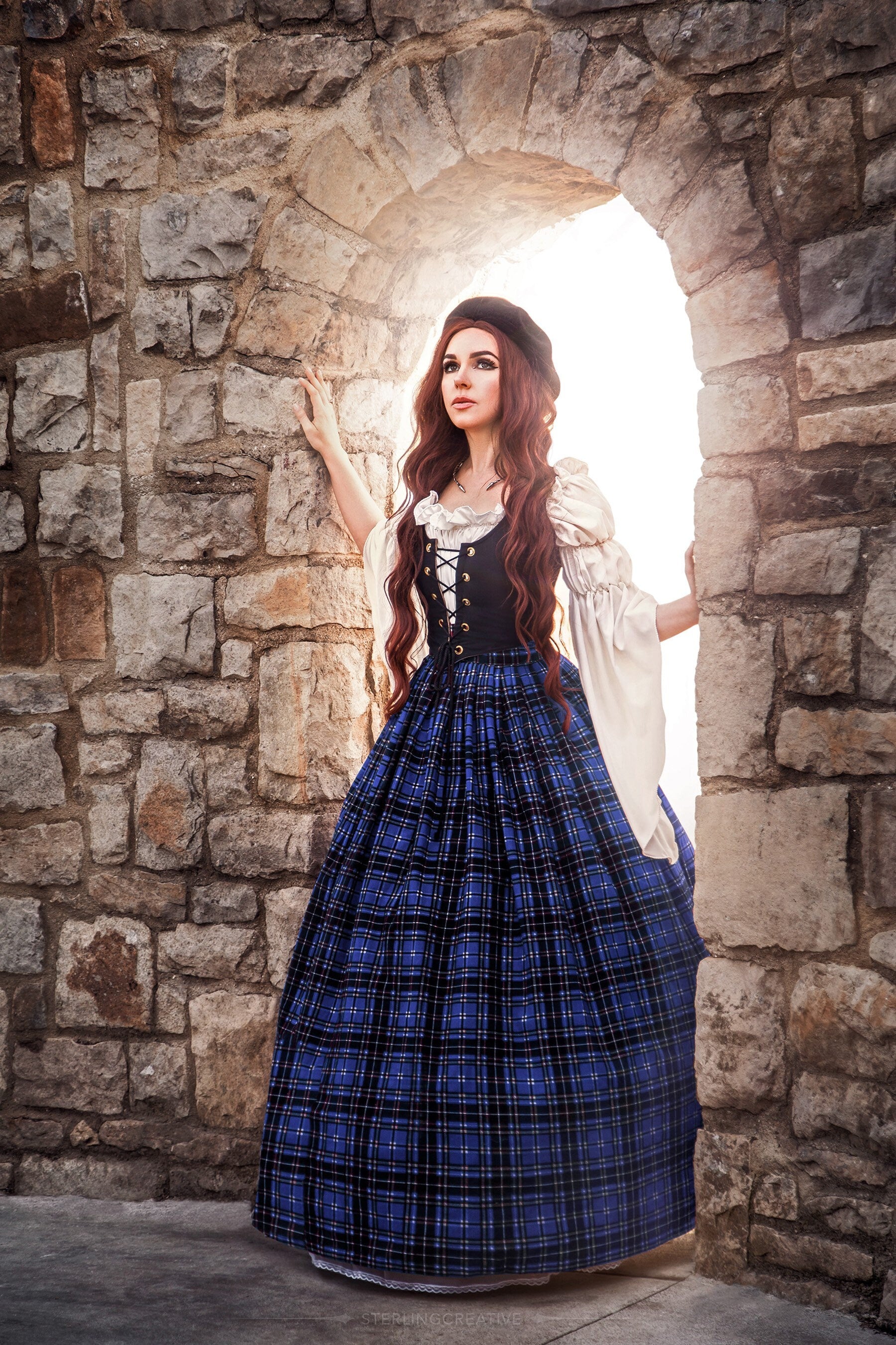 Reminisce- Scottish Highlander - Renaissance Faire Costume- 2 piece Tartan Skirt and Bodice Set
