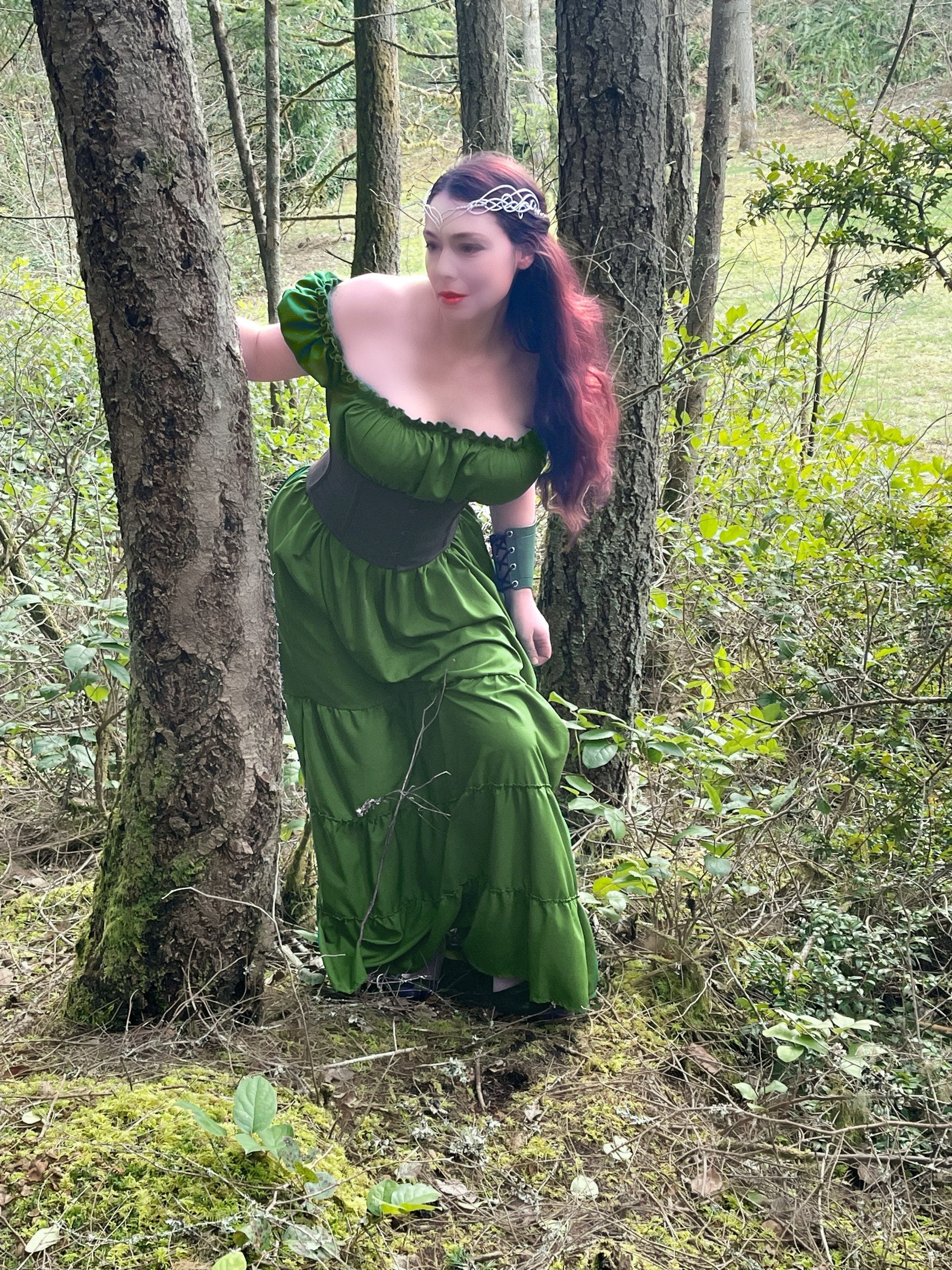 Reminisce “ Spirit of the Woods” Renaissance Fairy Elf Style bohemian maxi off- shoulder summer dress
