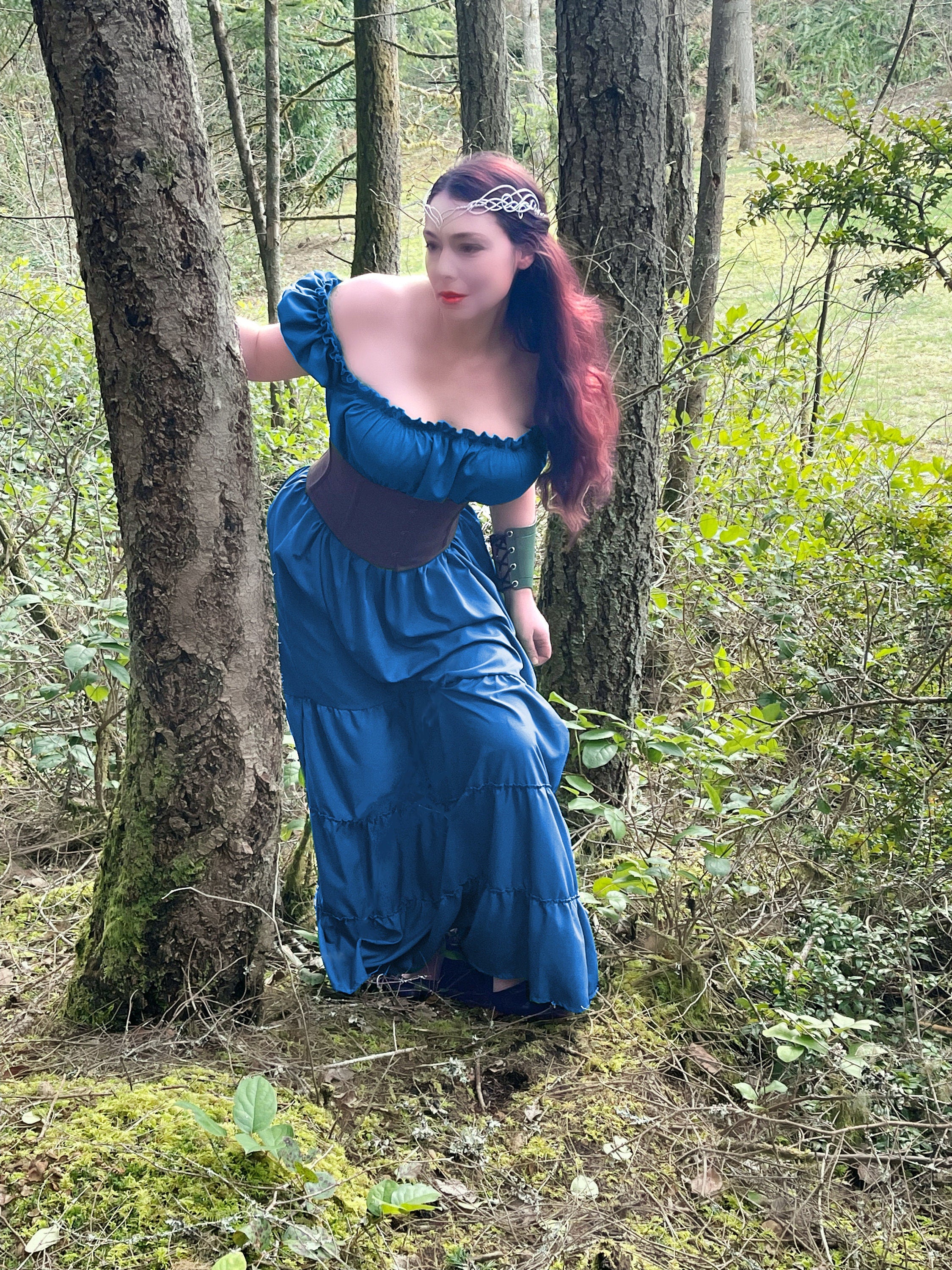 Reminisce “ Spirit of the Woods” Renaissance Fairy Elf Style bohemian maxi off- shoulder summer dress