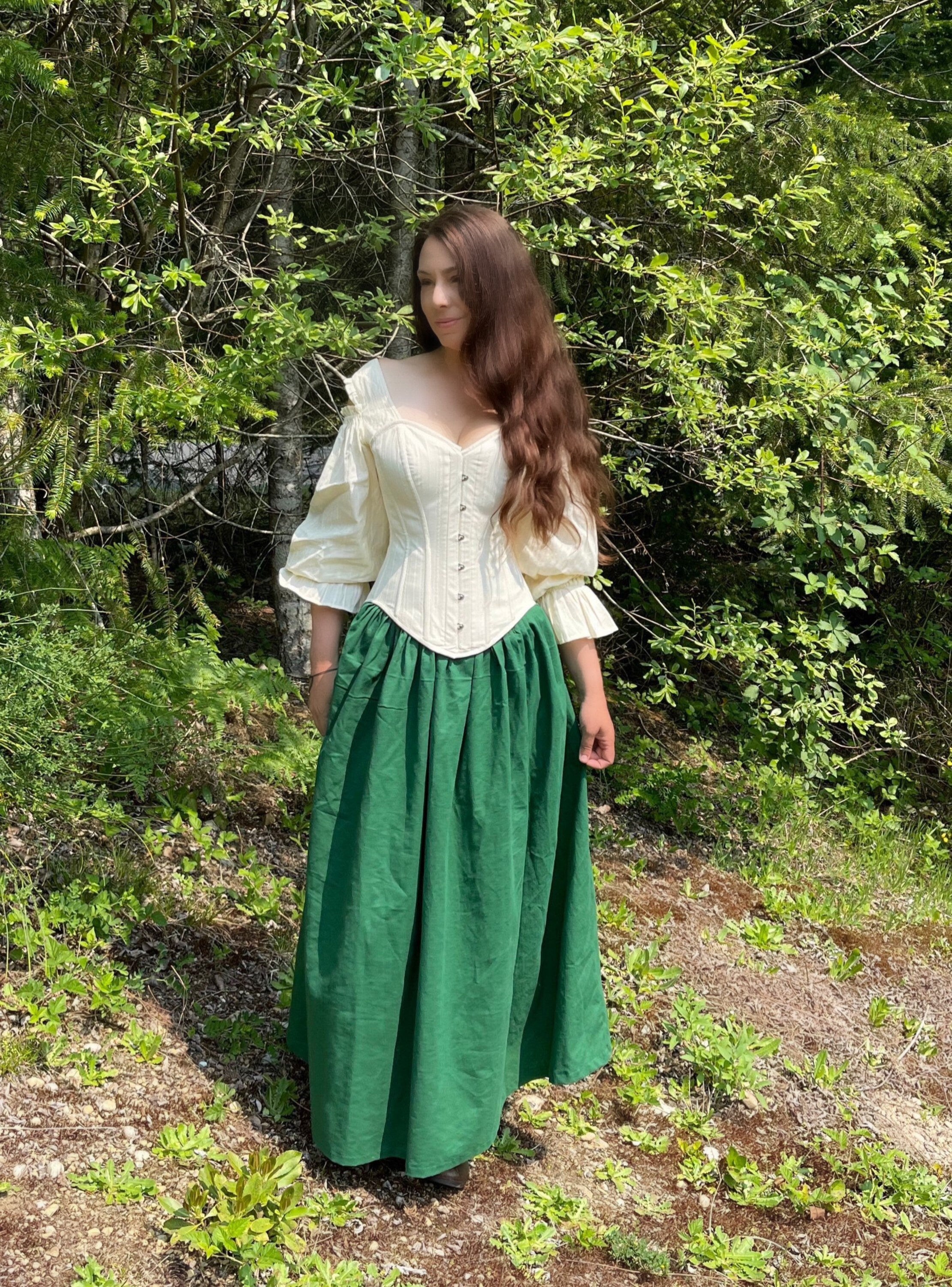 Reminisce Renaissance Cottagecore Prairie “Hattie” Dress Cotton Corset and Gathered Pleats Skirt