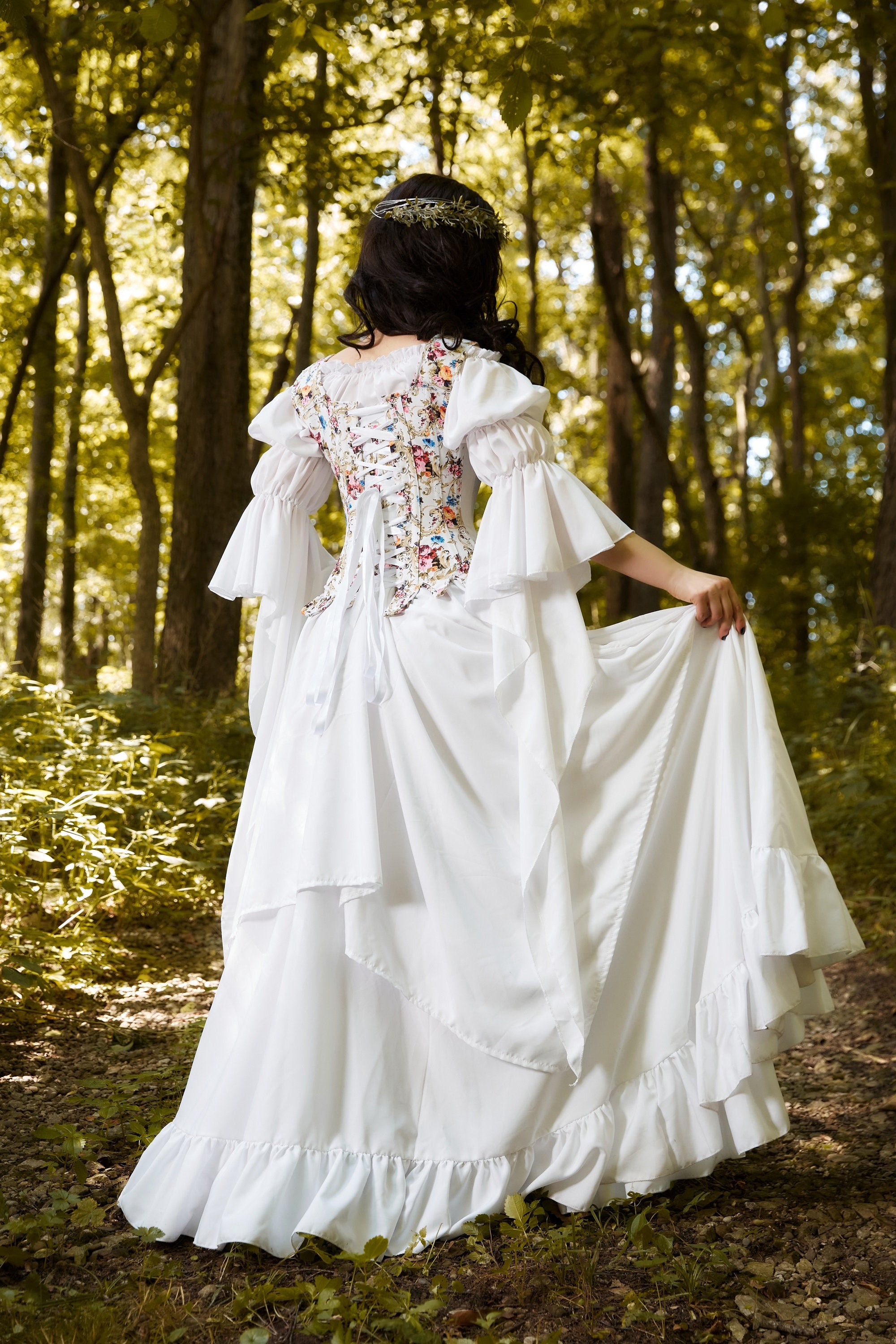Reminisce - The White  “Summer Fantasy” Fairy - Women’s Renaissance Costume - Ren Faire - Medieval Fantasy - Dress and Corset