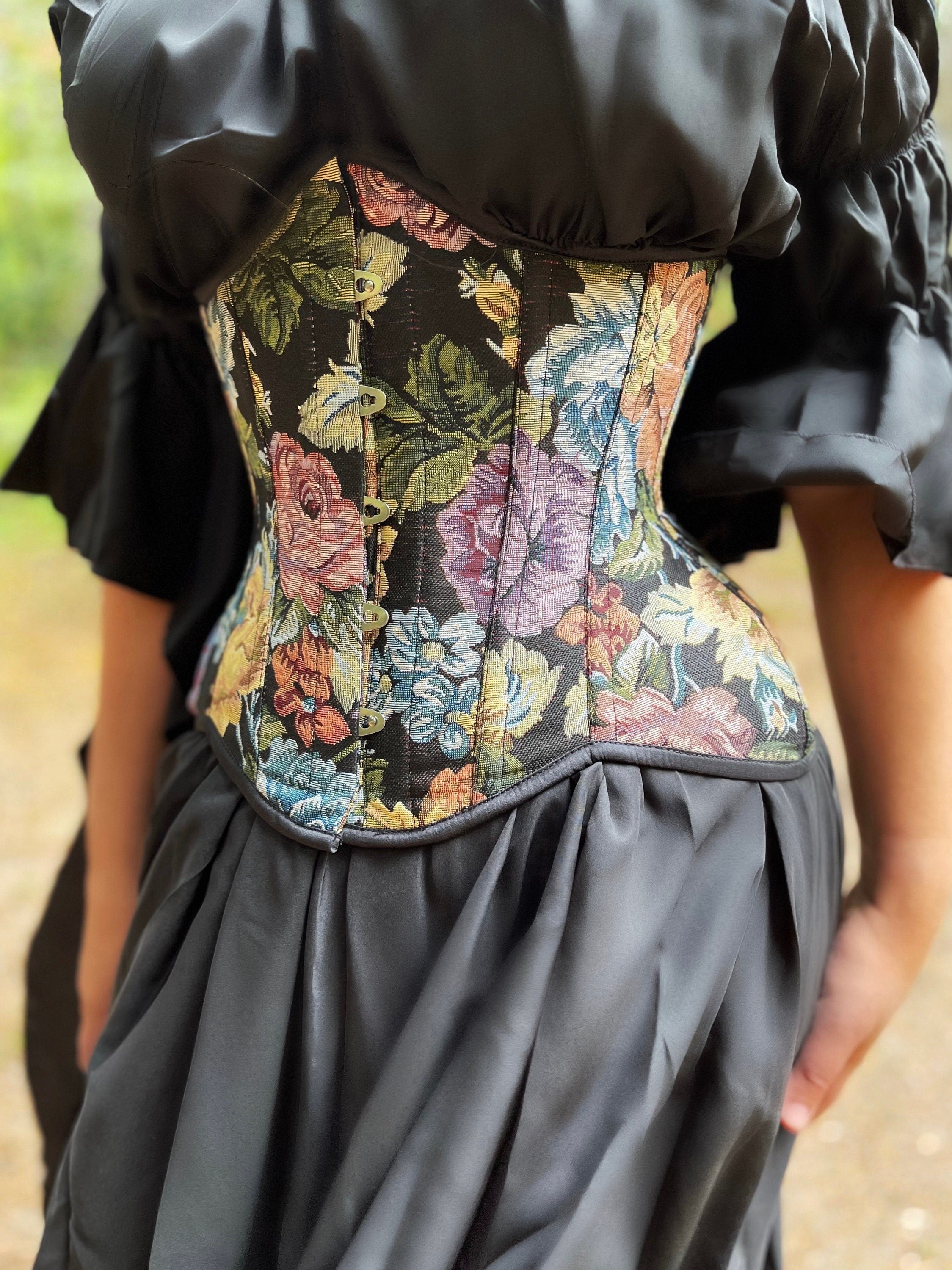 the "Conjuror" Women’s Dress Fantasy Renaissance Faire Black Lace up Tapestry Corset